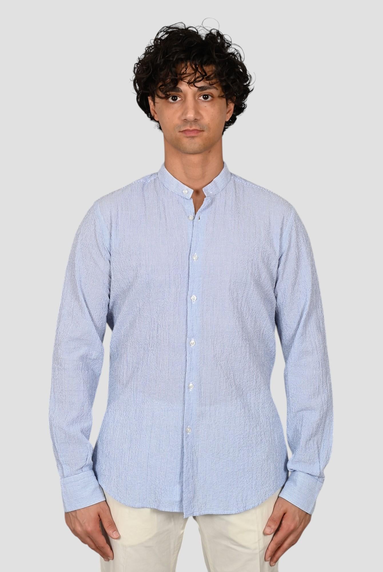 Camicia coreana ZF24 8163 seersucker rigata ZF248163 003 MARCUS