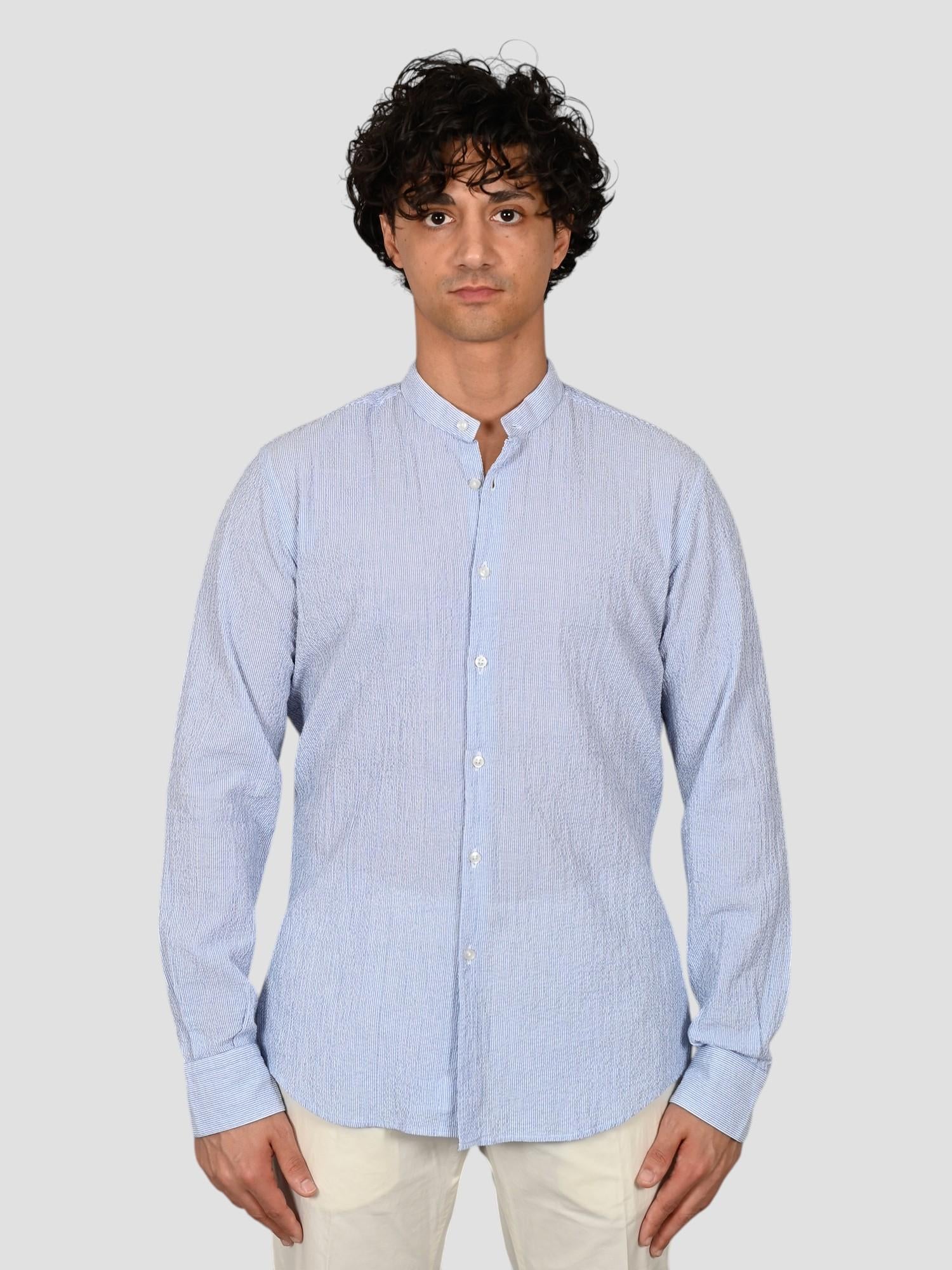Camicia coreana ZF24 8163 seersucker rigata ZF248163 003 MARCUS