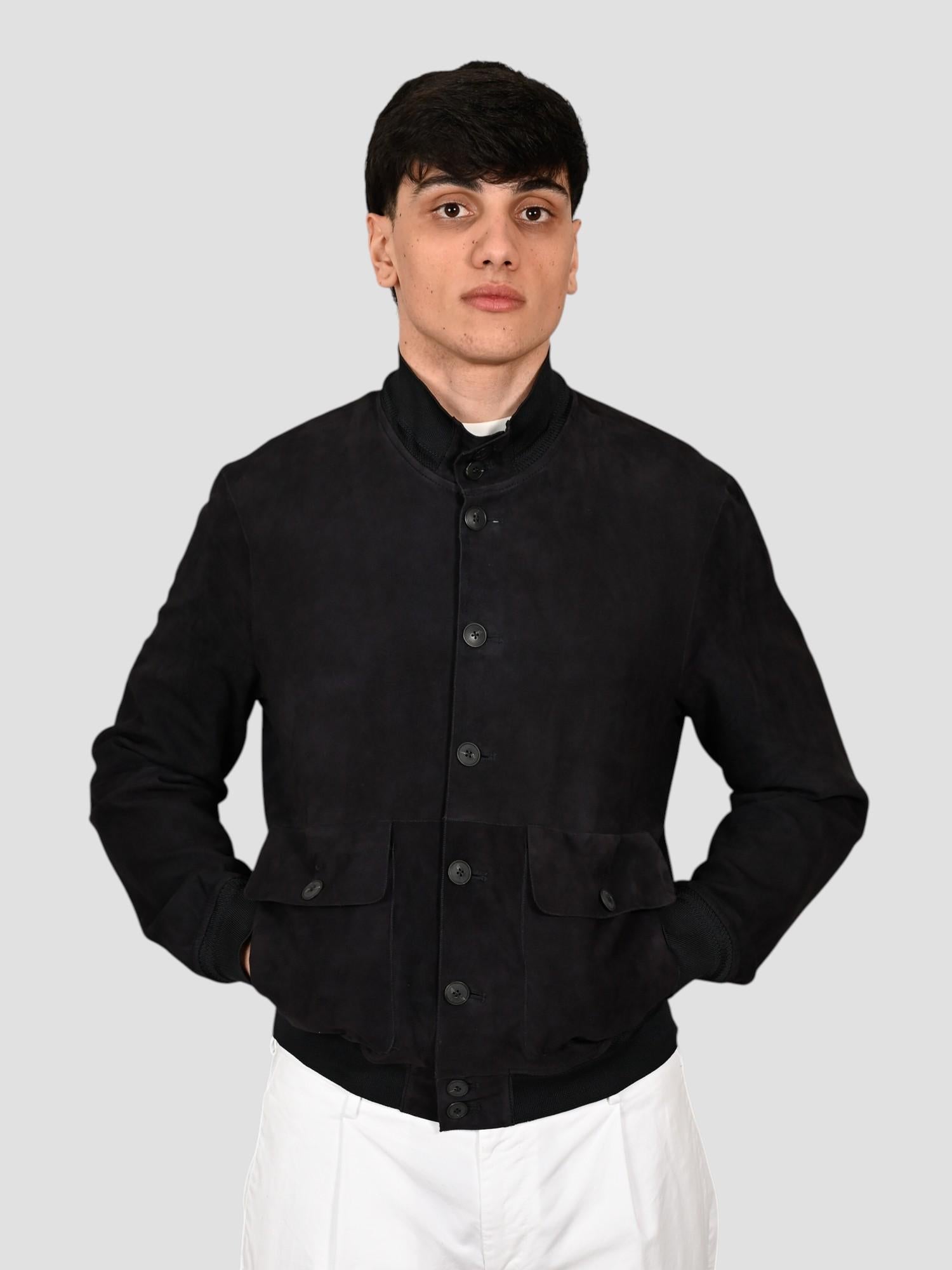 Giubbino suede RIVERSIDE SEAMLESS dark blu RIVERSIDE SEAMLESS DARK BLU THE JACK LEATHERS