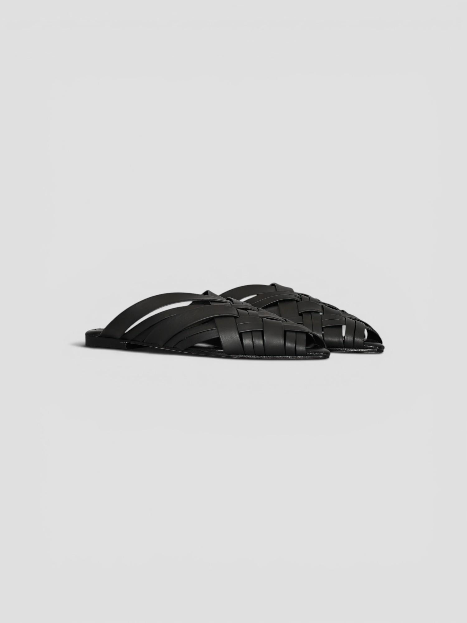 Mule pelle 8565 BLACK intrecciata fascia larga 8565 BLACK CORRIDONI MILANO