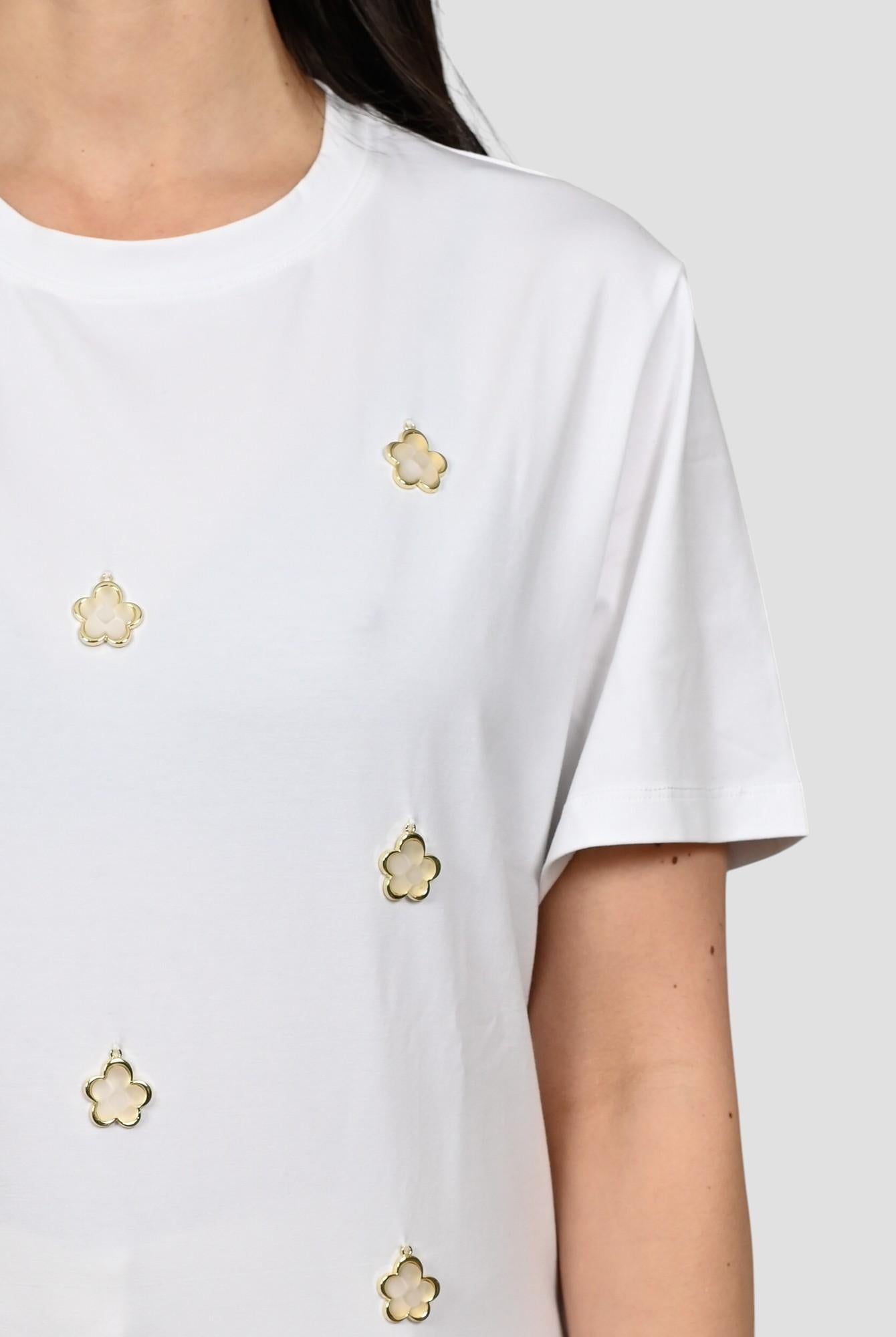 T-shirt morbida WW31161 bianca con ciondoli WW31161 BIANCO WHITE WISE