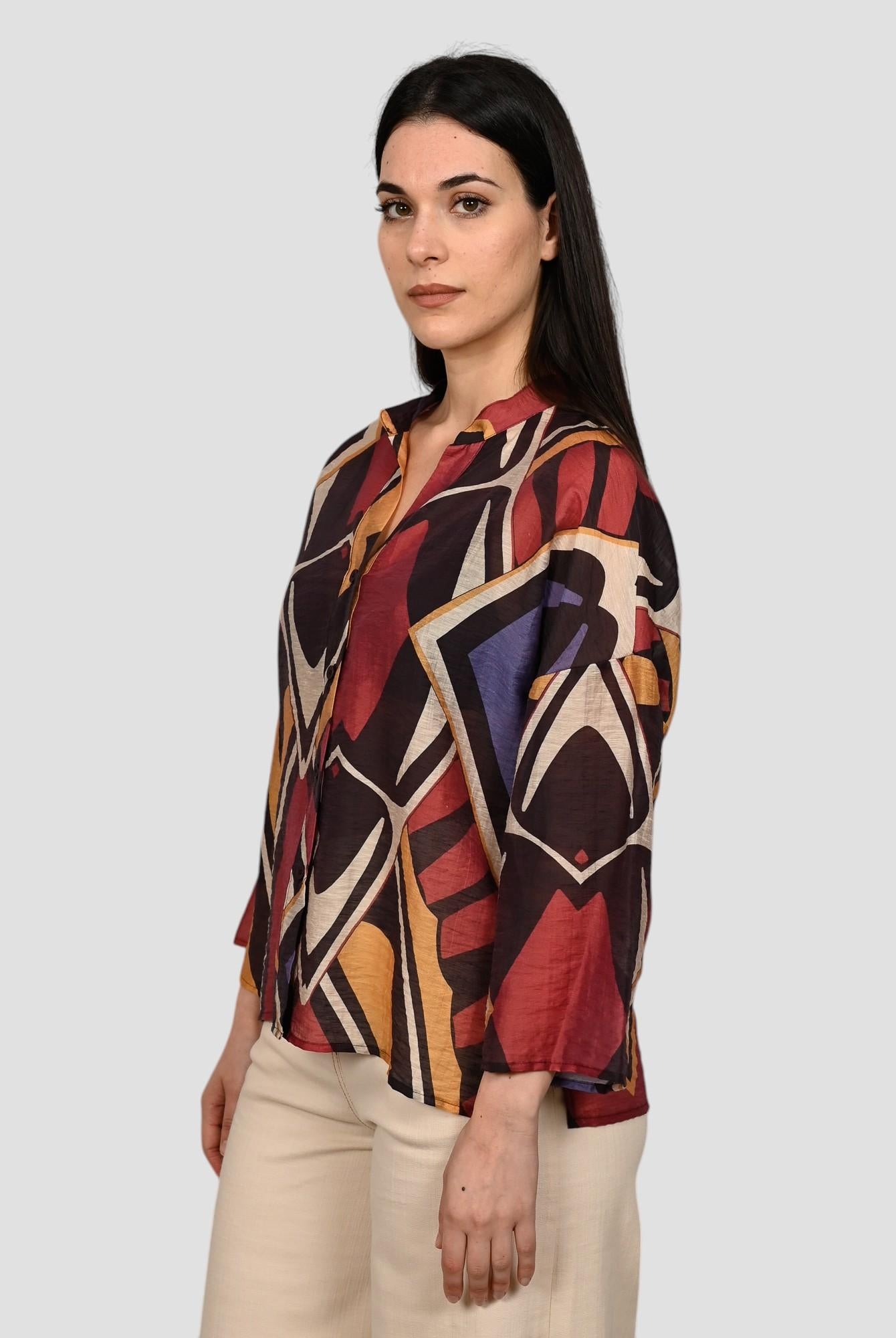 Camicia fantasia AN45103 misto lino AN45103 FANTASIA ANITIE'