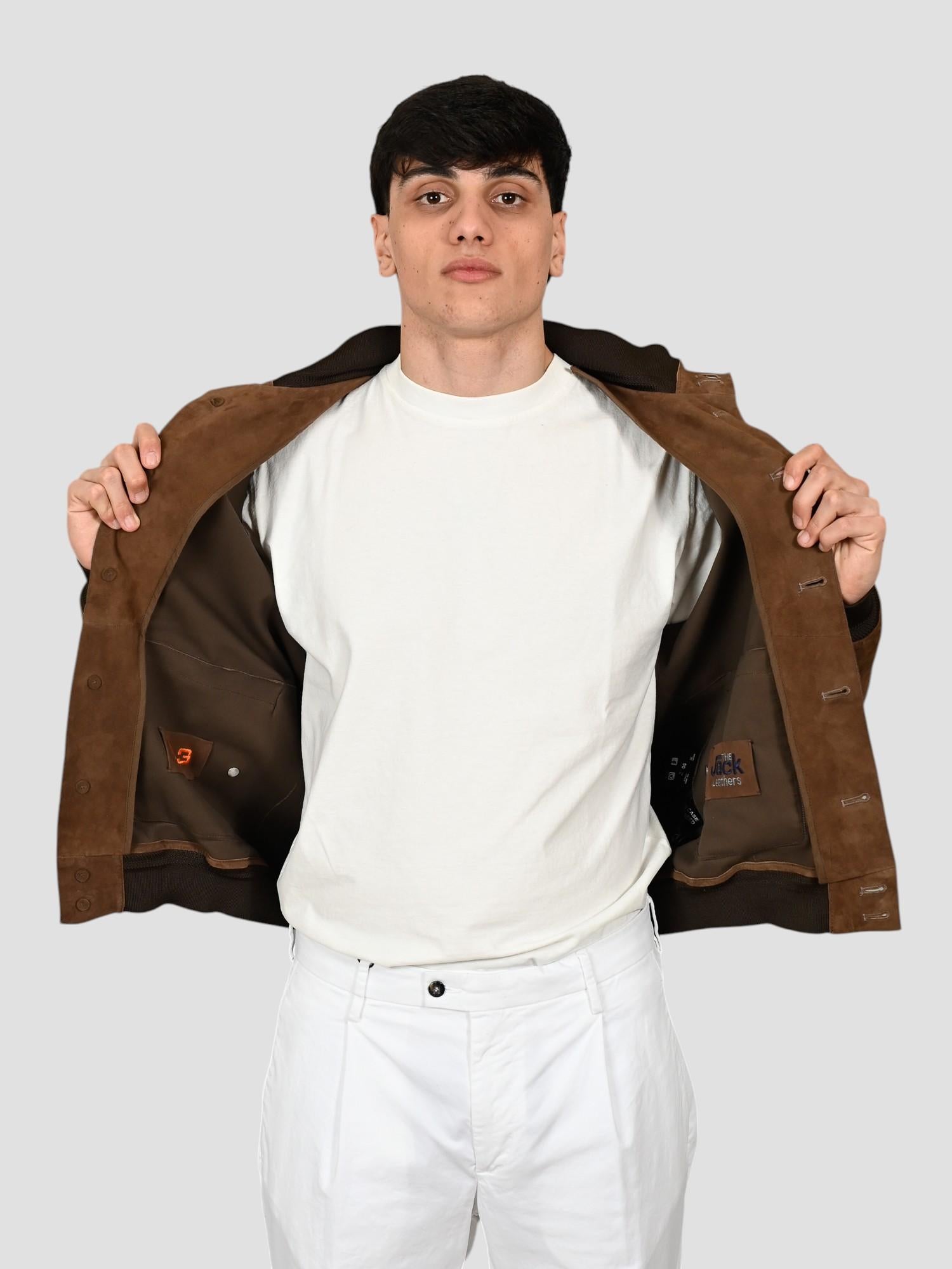 Giubbino suede RIVERSIDE SEAMLESS pecan RIVERSIDE SEAMLESS PECAN THE JACK LEATHERS