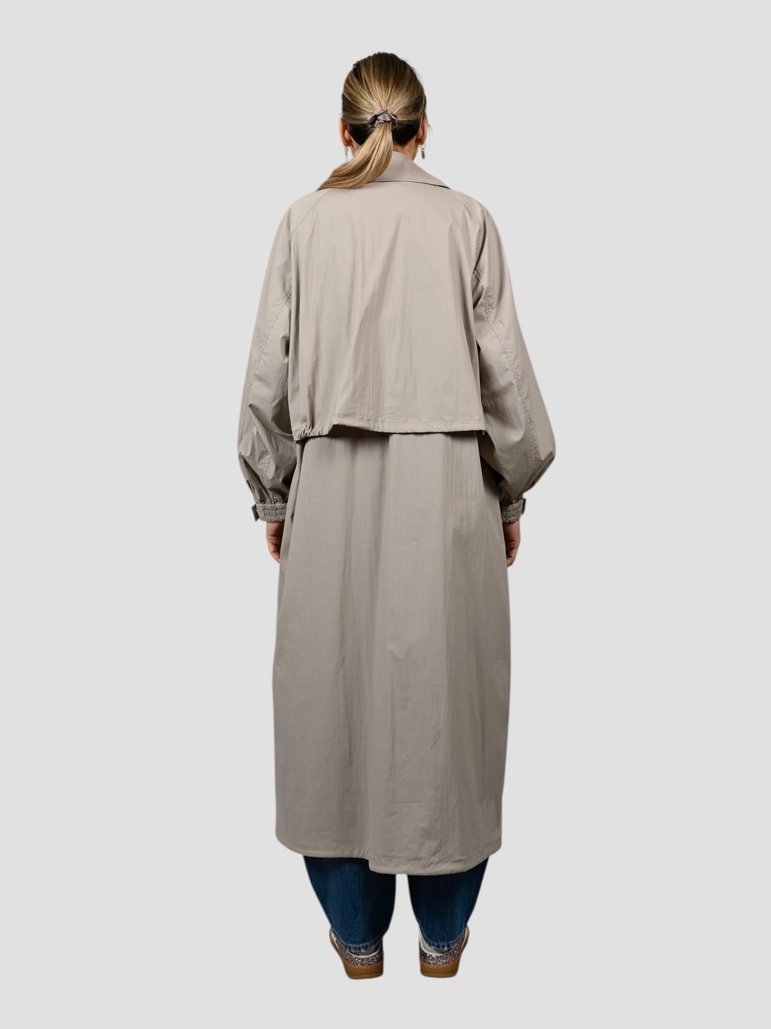 Spolverino lungo J031 T002 dettagli arricciati J031-T002 GRIGIO ISABELLE BLANCHE PARIS