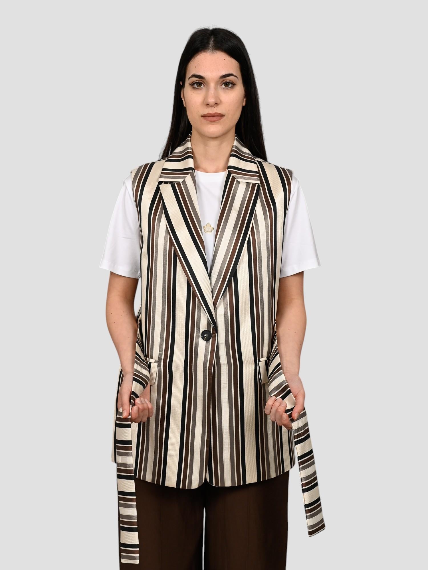 Gilet rigato 25D7389 giacca con cintura 25D7389 UNICA TENSIONE IN