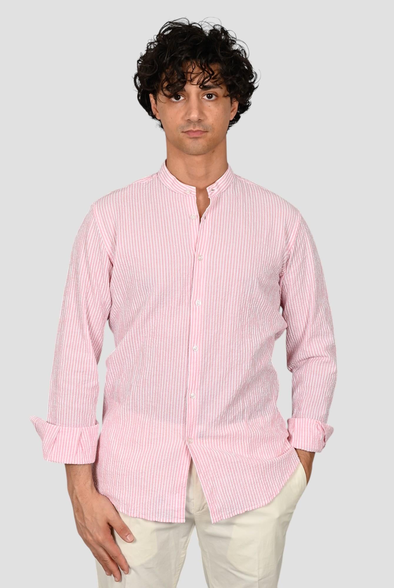 Camicia coreana ZF24 8158 rigata rossa ZF248158 005 MARCUS