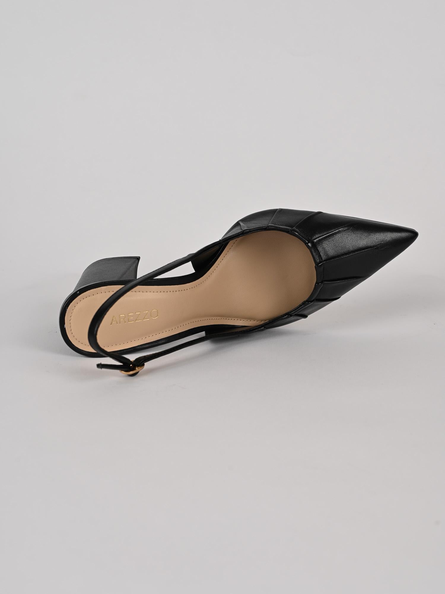 Slingback donna nero block heel A1129000 30001 AREZZO