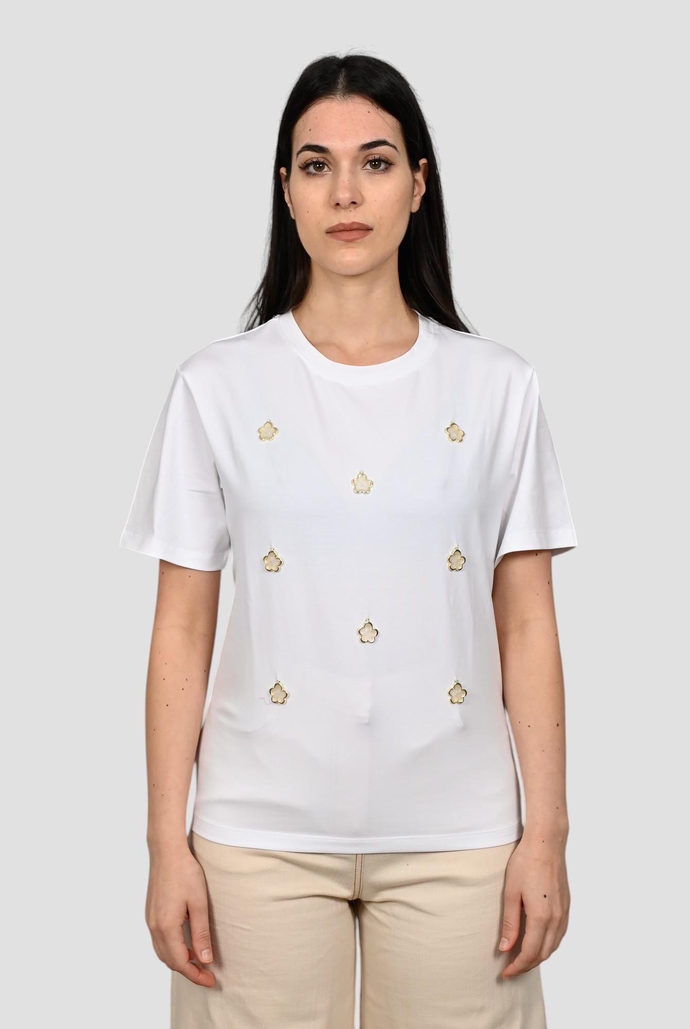 T-shirt morbida WW31161 bianca con ciondoli WW31161 BIANCO WHITE WISE