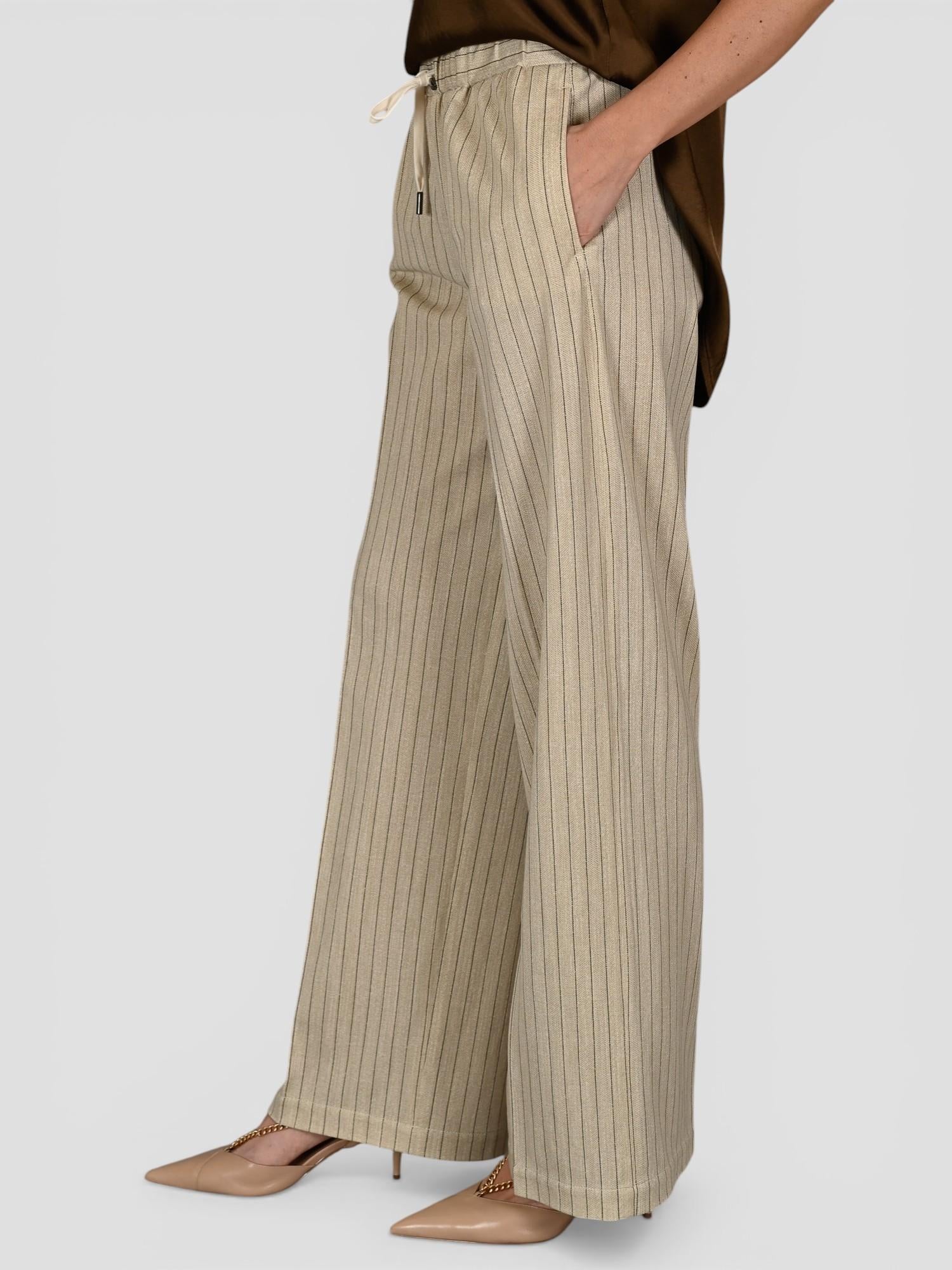 Pantalone donna FD3922 gessato FD3922 CREMA CIRCOLO 1901