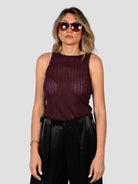 Top traforato M143 F004 royal brown M143-F004 ROYAL BROWN ISABELLE BLANCHE PARIS 