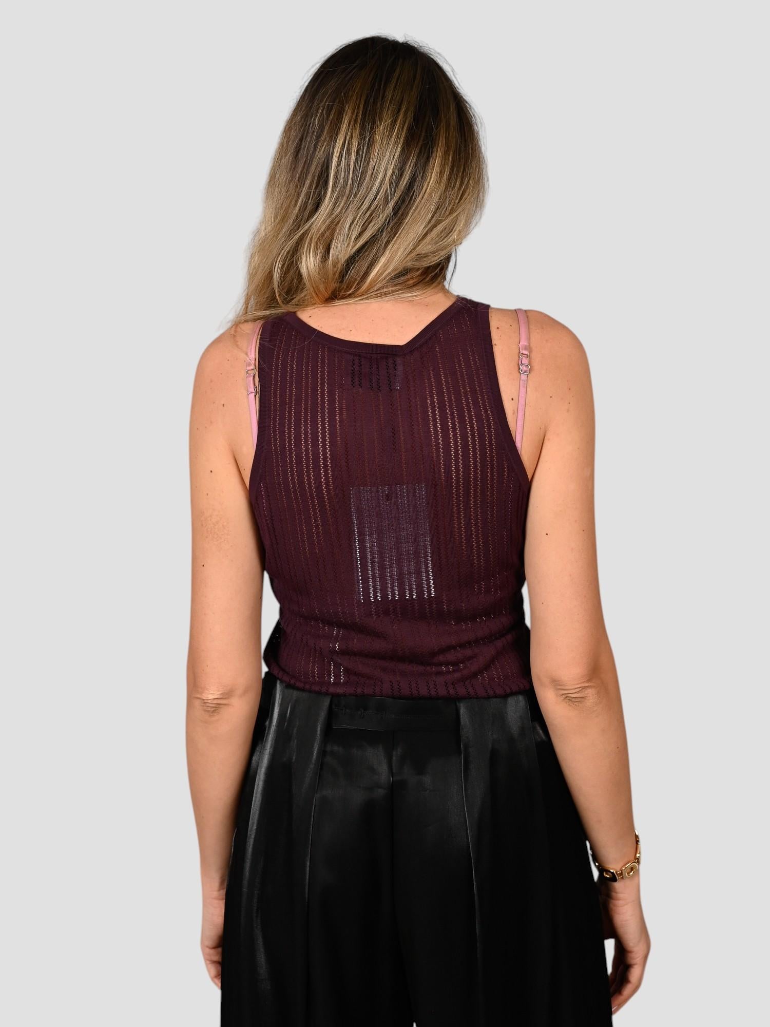 Top traforato M143 F004 royal brown M143-F004 ROYAL BROWN ISABELLE BLANCHE PARIS 