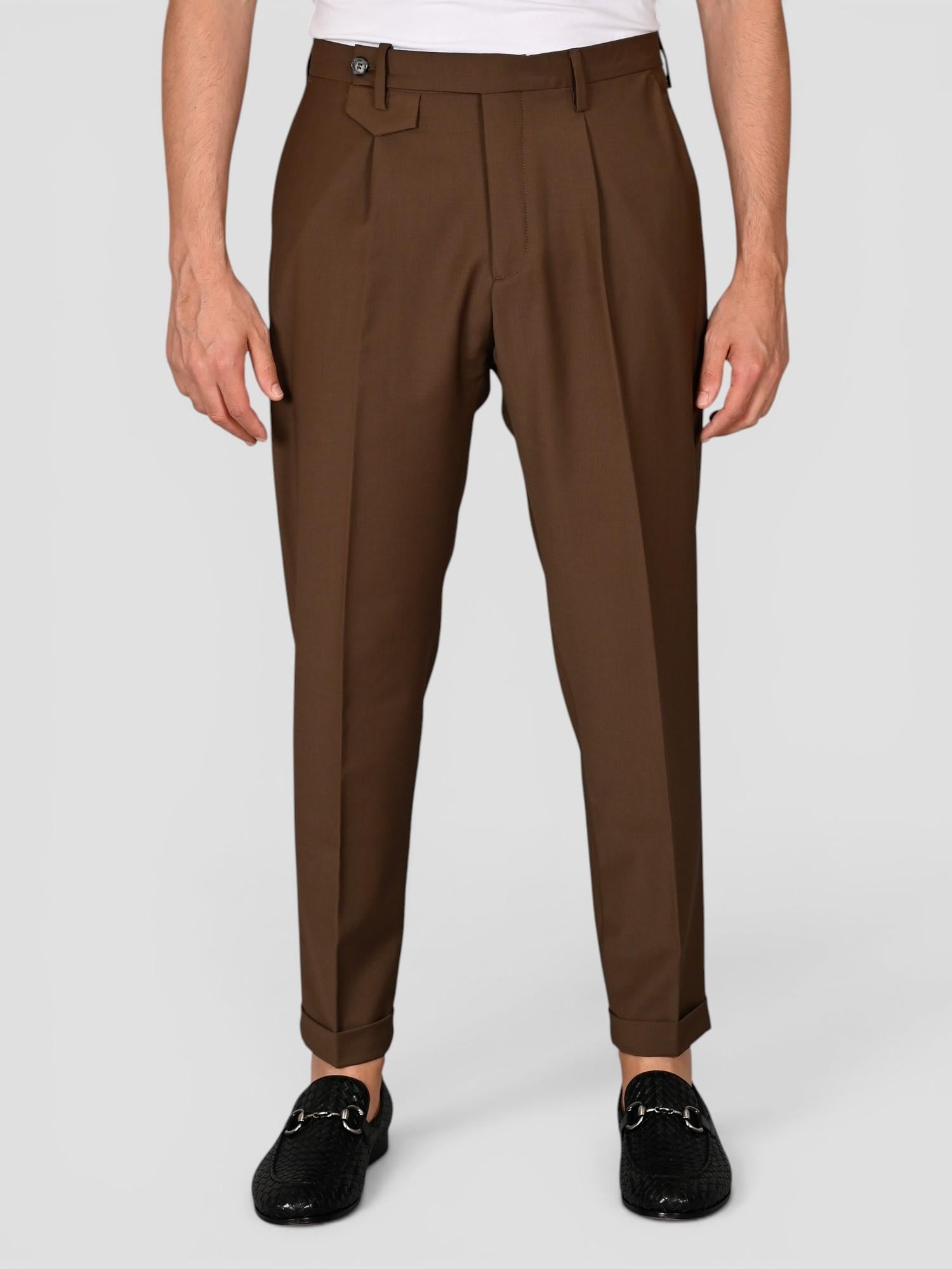 Pantalone moka GABRIELT 244 fresco lana FRANCESCOT244 MOKA VANDOM 