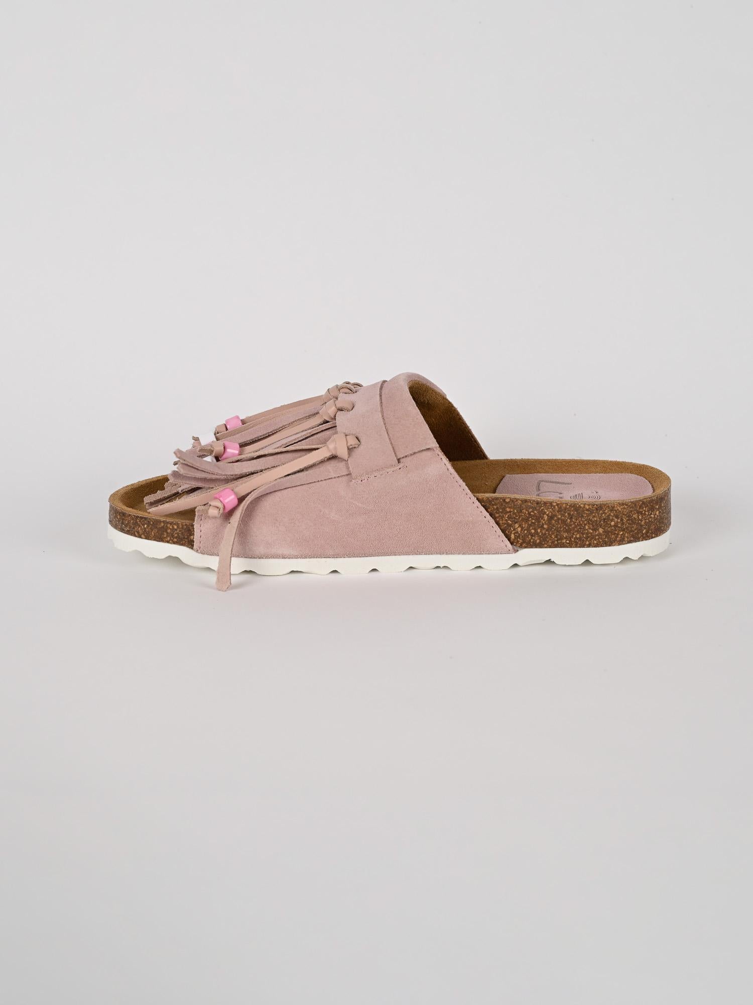 Ciabatta frange MAITE PASTEL suede cipria MAITE PASTEL CIPRIA LAGOA 