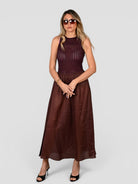 Abito smanicato A037 T002 royal bown A037-T002 PRUGNA ISABELLE BLANCHE PARIS 