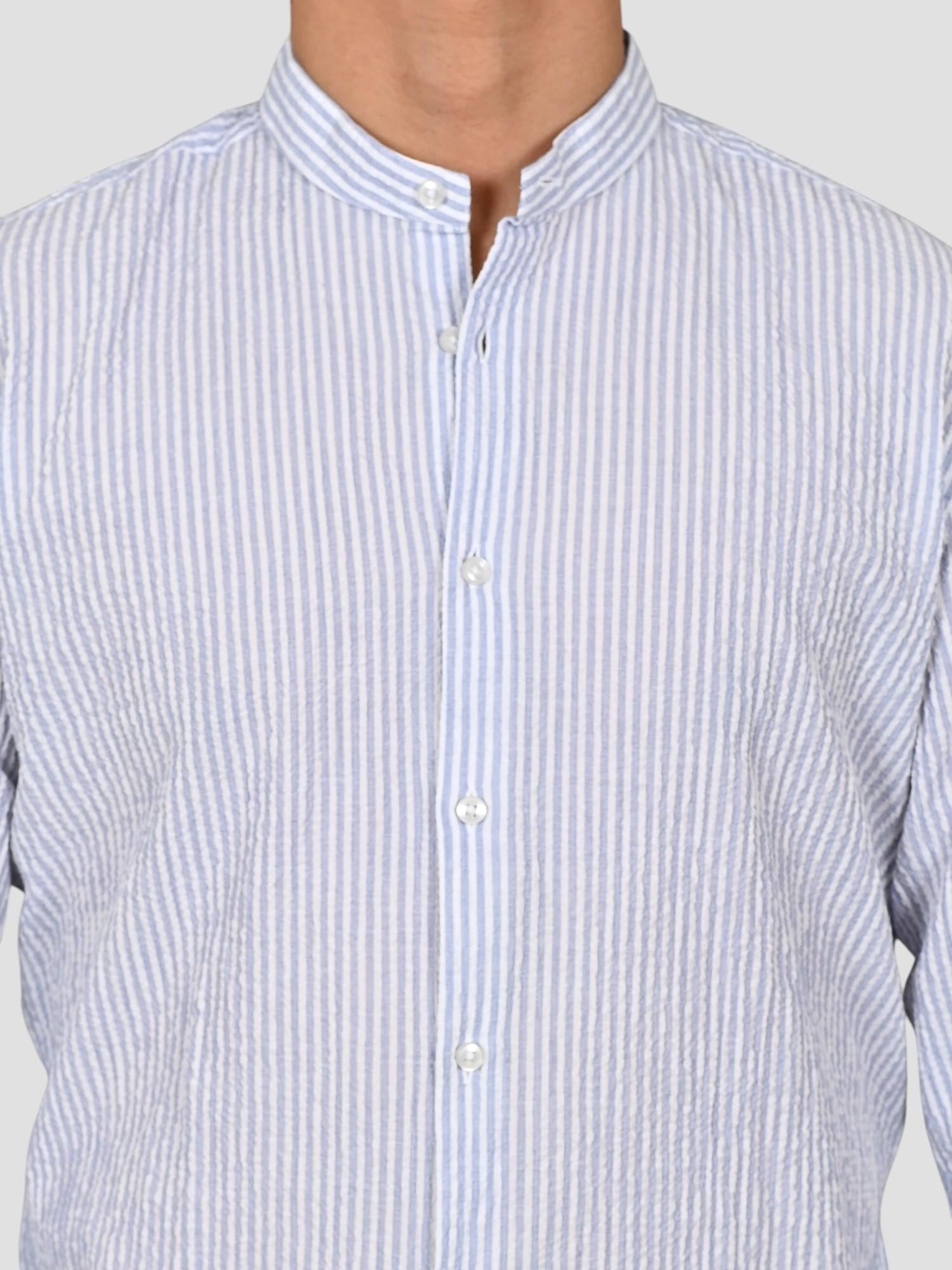 Camicia coreana ZF24 8158 rigata blu ZF248158 004 MARCUS 