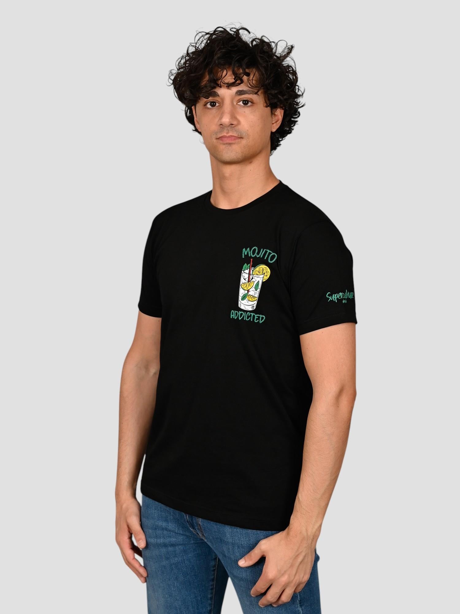 T-shirt A1113 NERO mojito addicted A1113 NERO SUPERCULTURE CLOTHING 