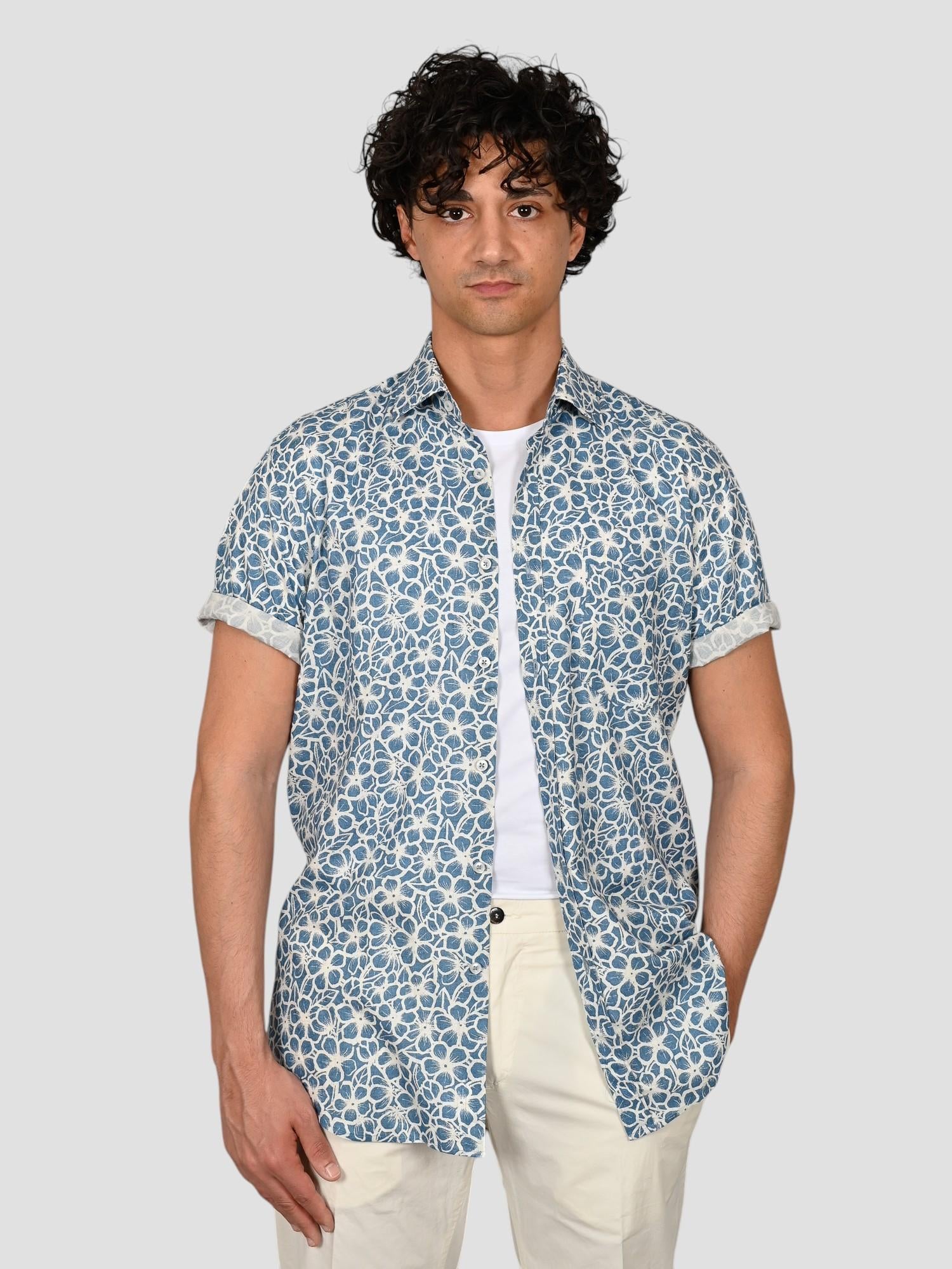 Camicia floreale TA66 8823 celeste TA668823 002 MARCUS 