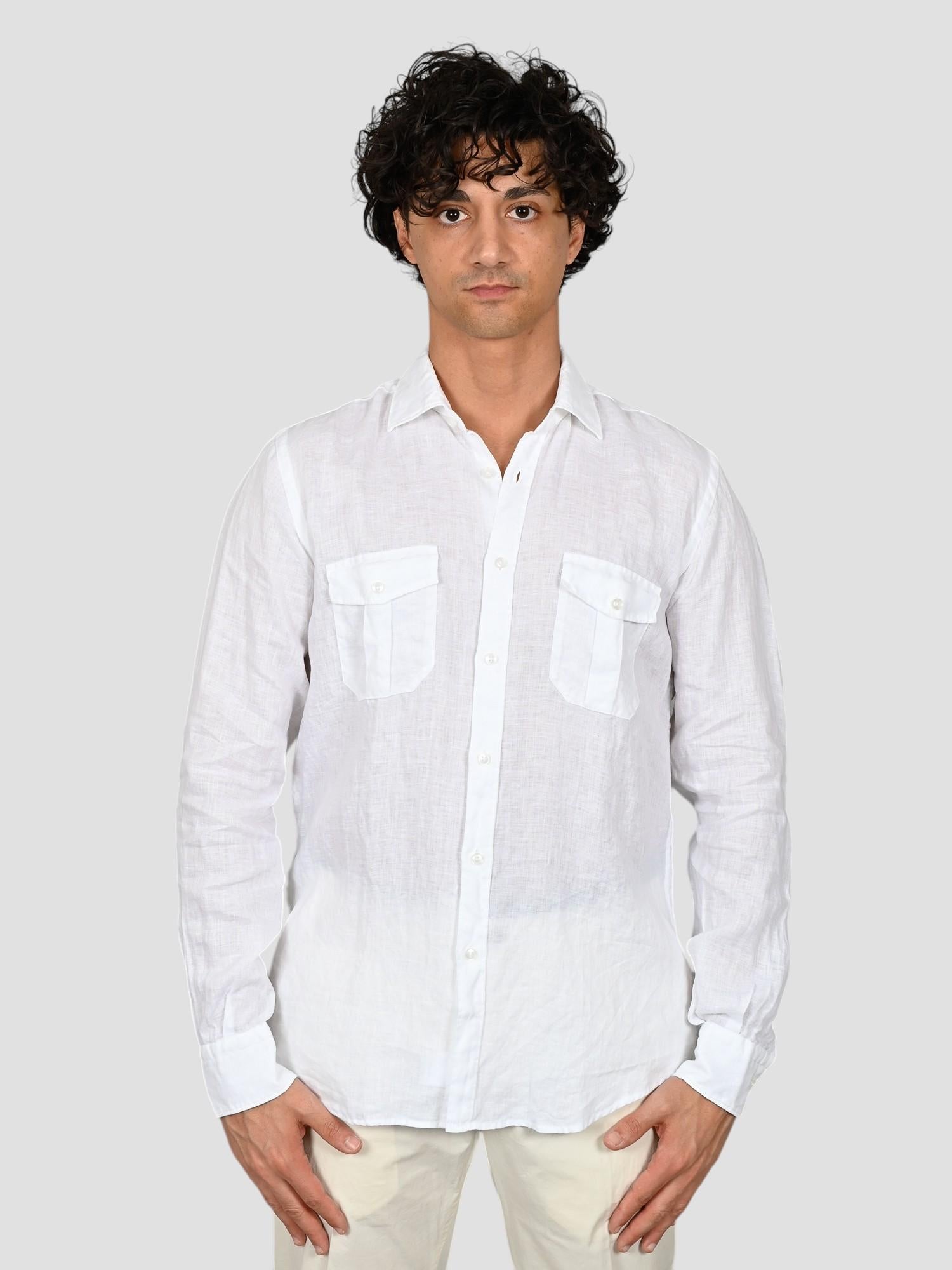 Camicia bianca 16W4 8837 puro lino 16W48837 001 MARCUS 