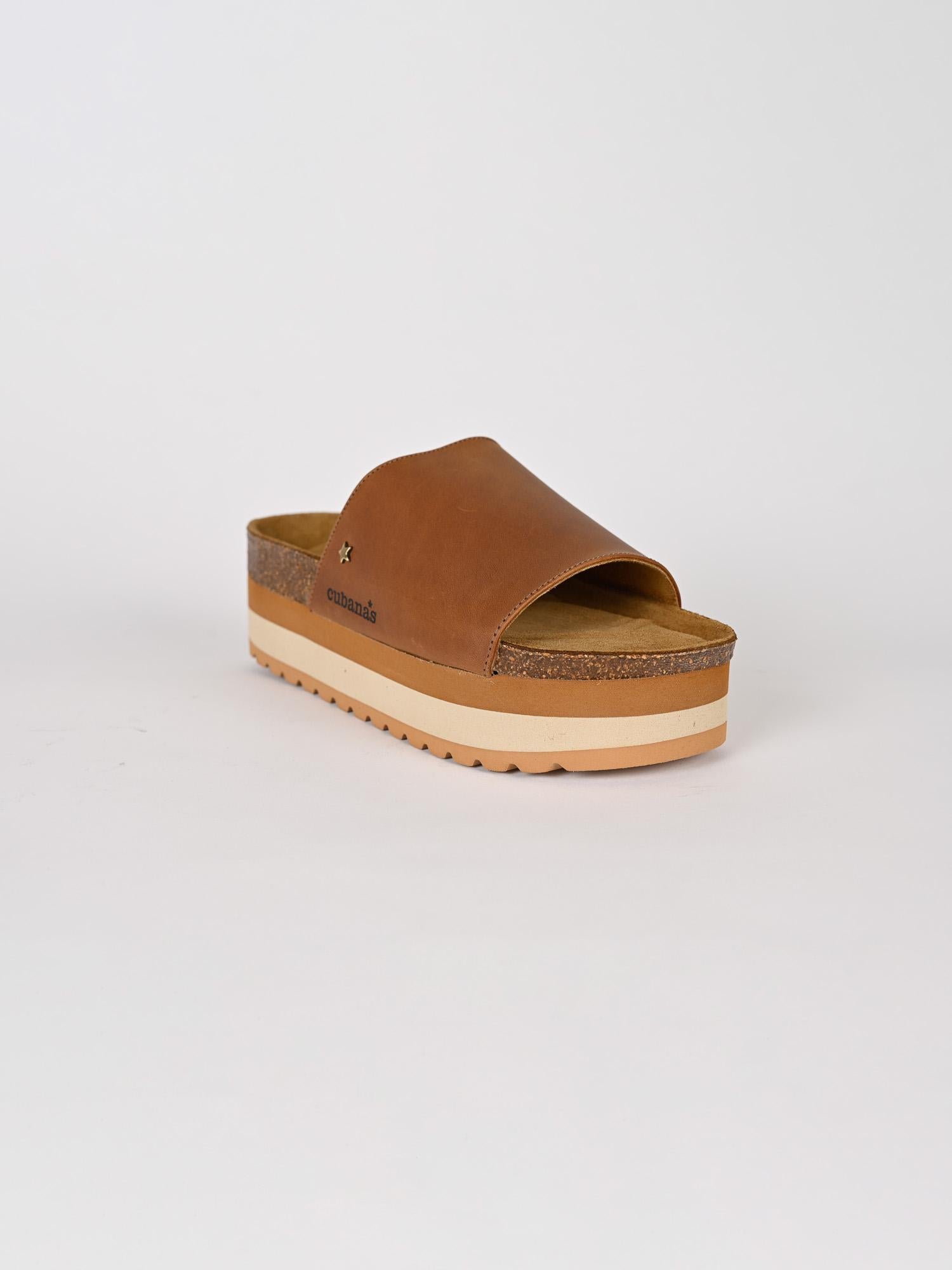 Sandalo donna JUDITE marrone in pelle JUDITE100 BROWN CUBANAS 