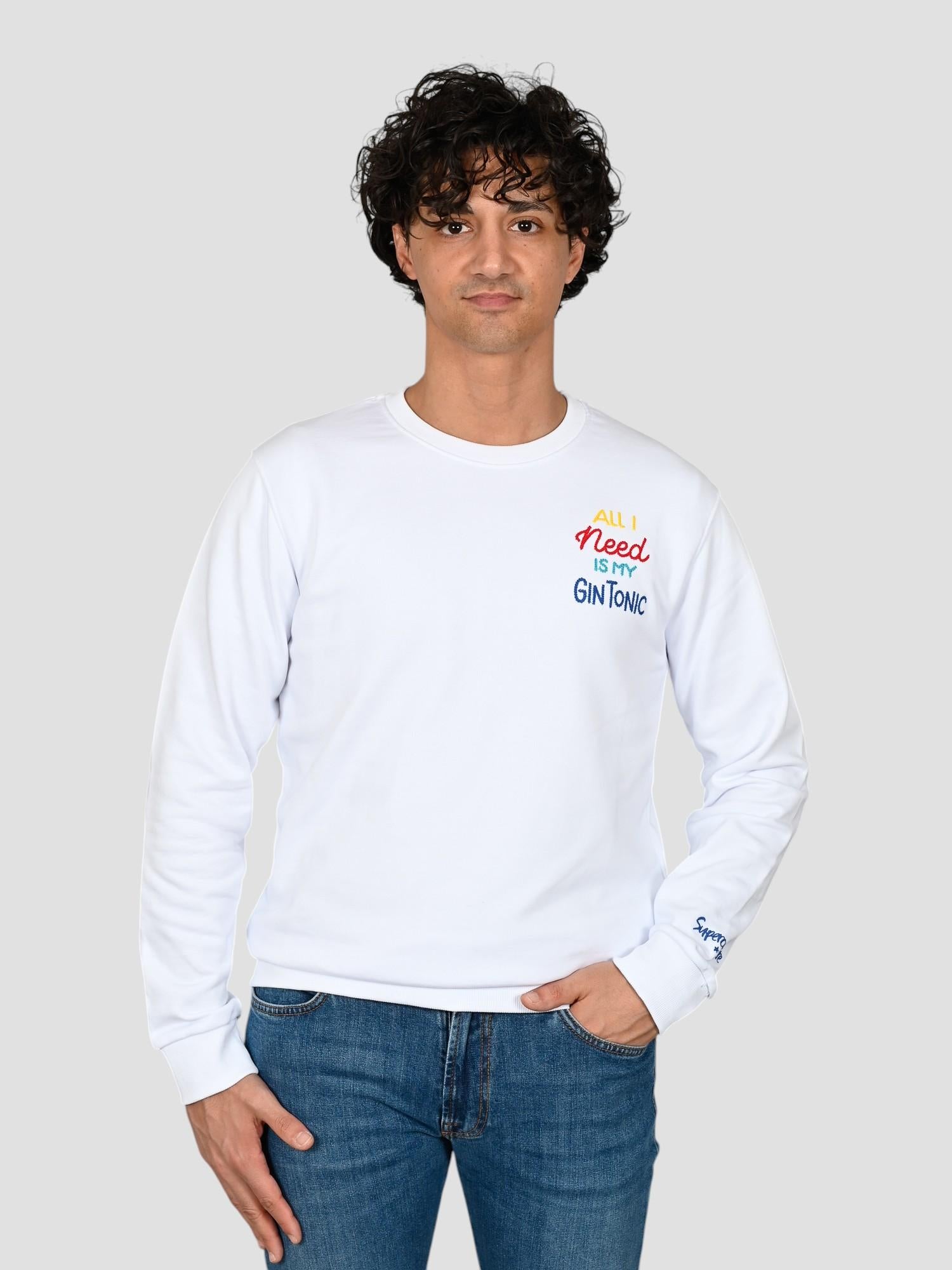Felpa leggera A1129 BIANCO all i need A1129 BIANCO SUPERCULTURE CLOTHING 