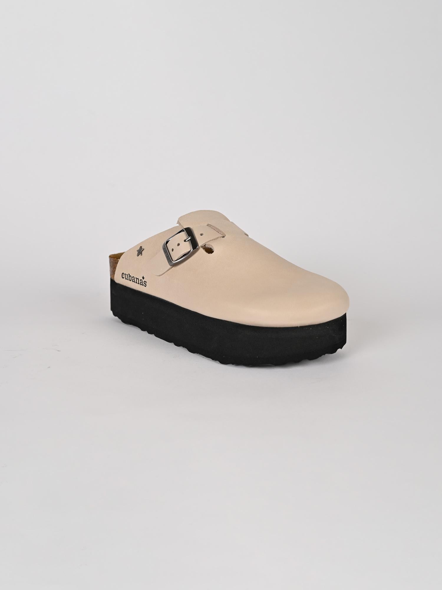 Sabot donna MARIA beige in pelle MARIA580 WHITE CUBANAS 