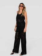 Top nero C158 T016 ricamo paillettes C158-T016 NERO ISABELLE BLANCHE PARIS 