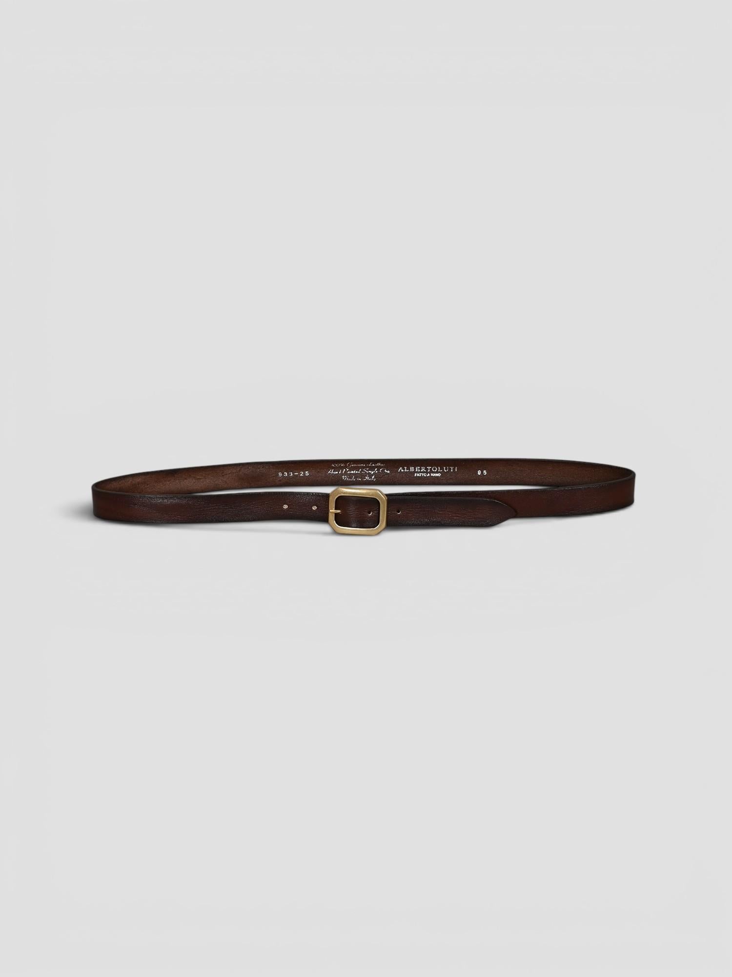 Cintura pelle 933 MORO fibbia ottone 933/25 MORO ALBERTO LUTI 
