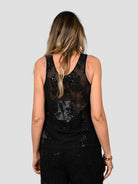 Top nero C158 T016 ricamo paillettes C158-T016 NERO ISABELLE BLANCHE PARIS 