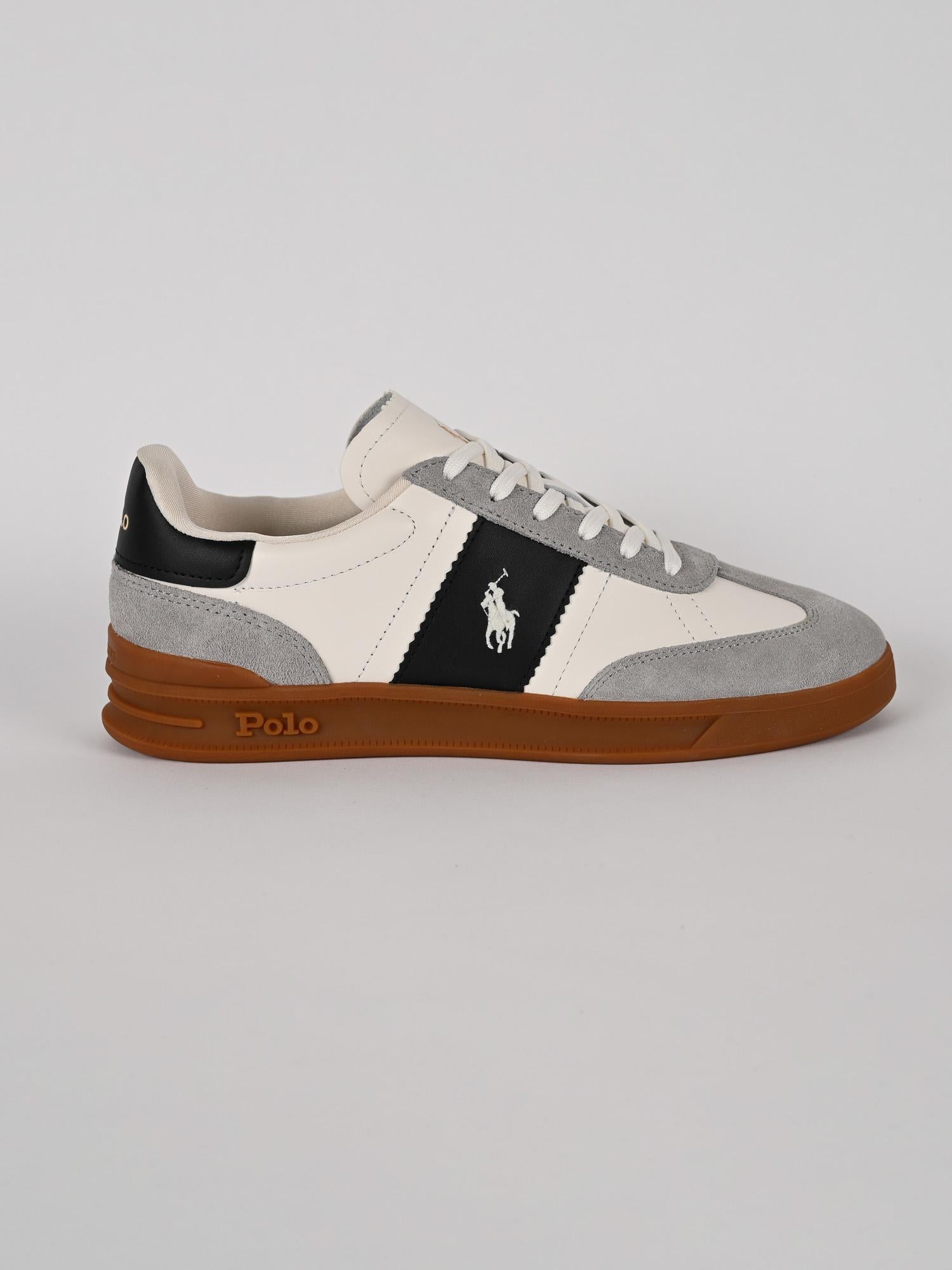 Sneaker heritage aera white grey pelle camoscio HRT AERA PP SK-LTL WHT/BLK/GR POLO RALPH LAUREN 