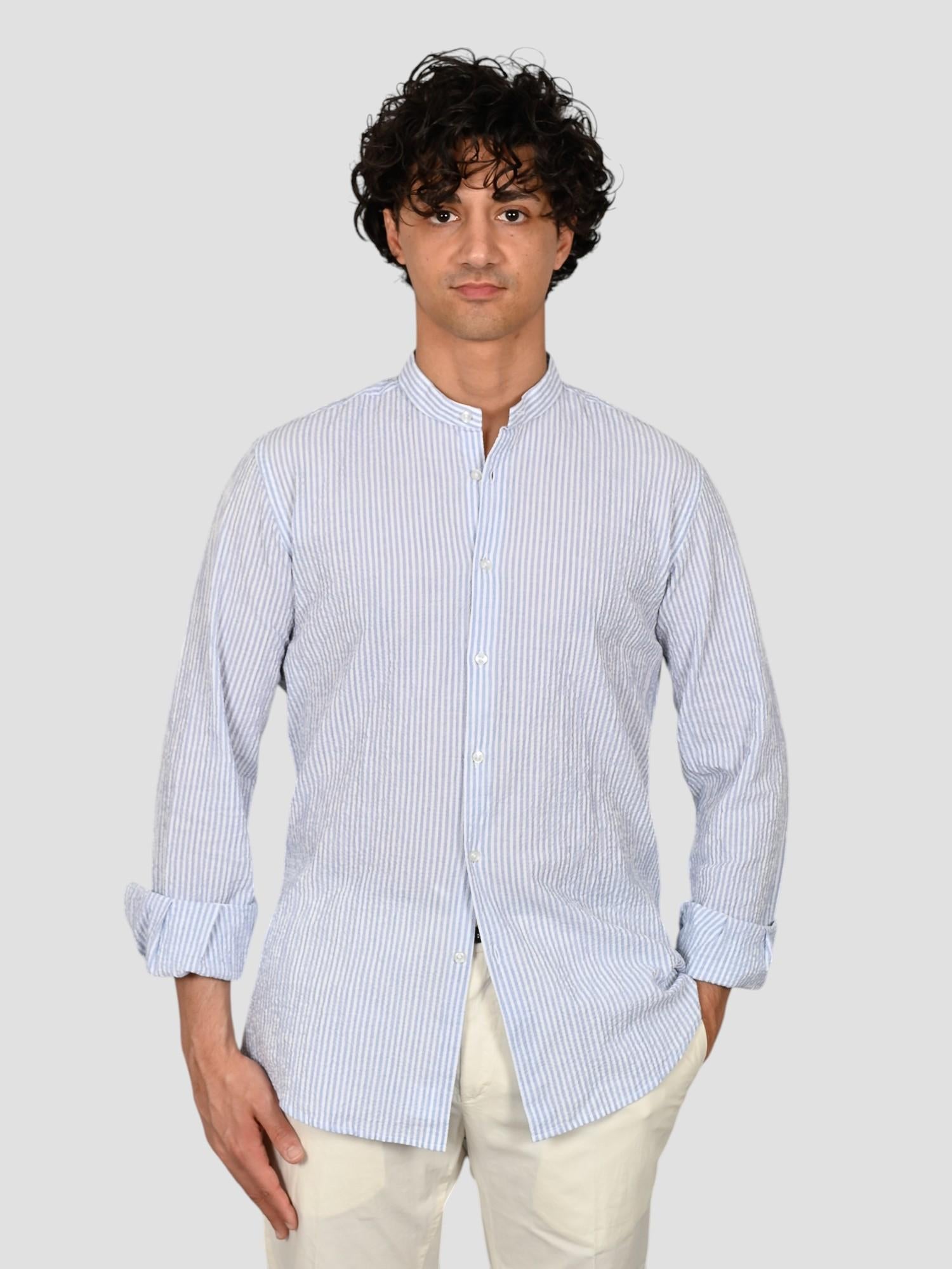 Camicia coreana ZF24 8158 rigata blu ZF248158 004 MARCUS 