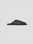 Mule pelle 8565 CHOCOLATE intrecciata fascia larga 8565 CHOCOLATE CORRIDONI MILANO 