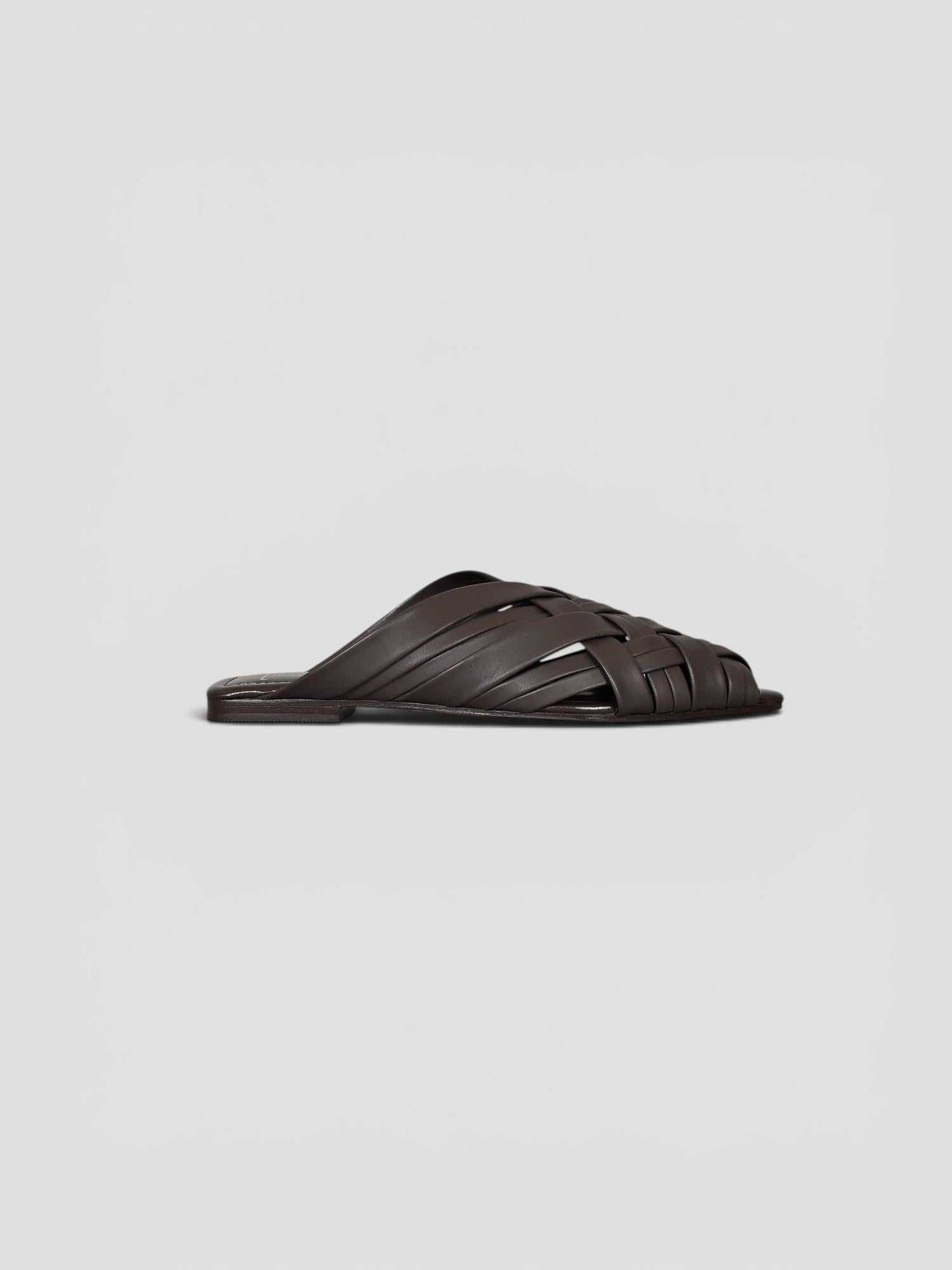 Mule pelle 8565 CHOCOLATE intrecciata fascia larga 8565 CHOCOLATE CORRIDONI MILANO 