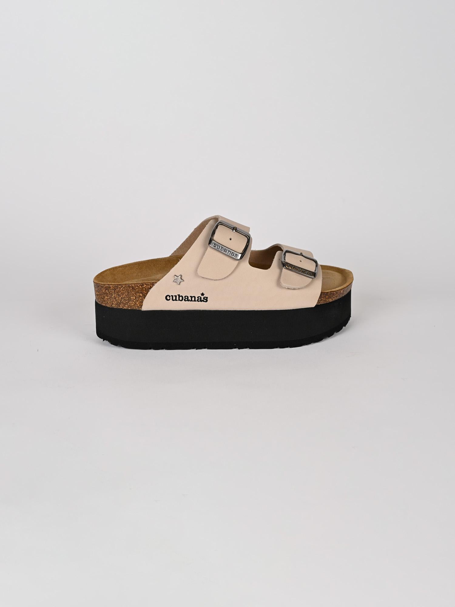 Sandalo donna AMALIA beige in pelle AMALIA540 WHITE CUBANAS 