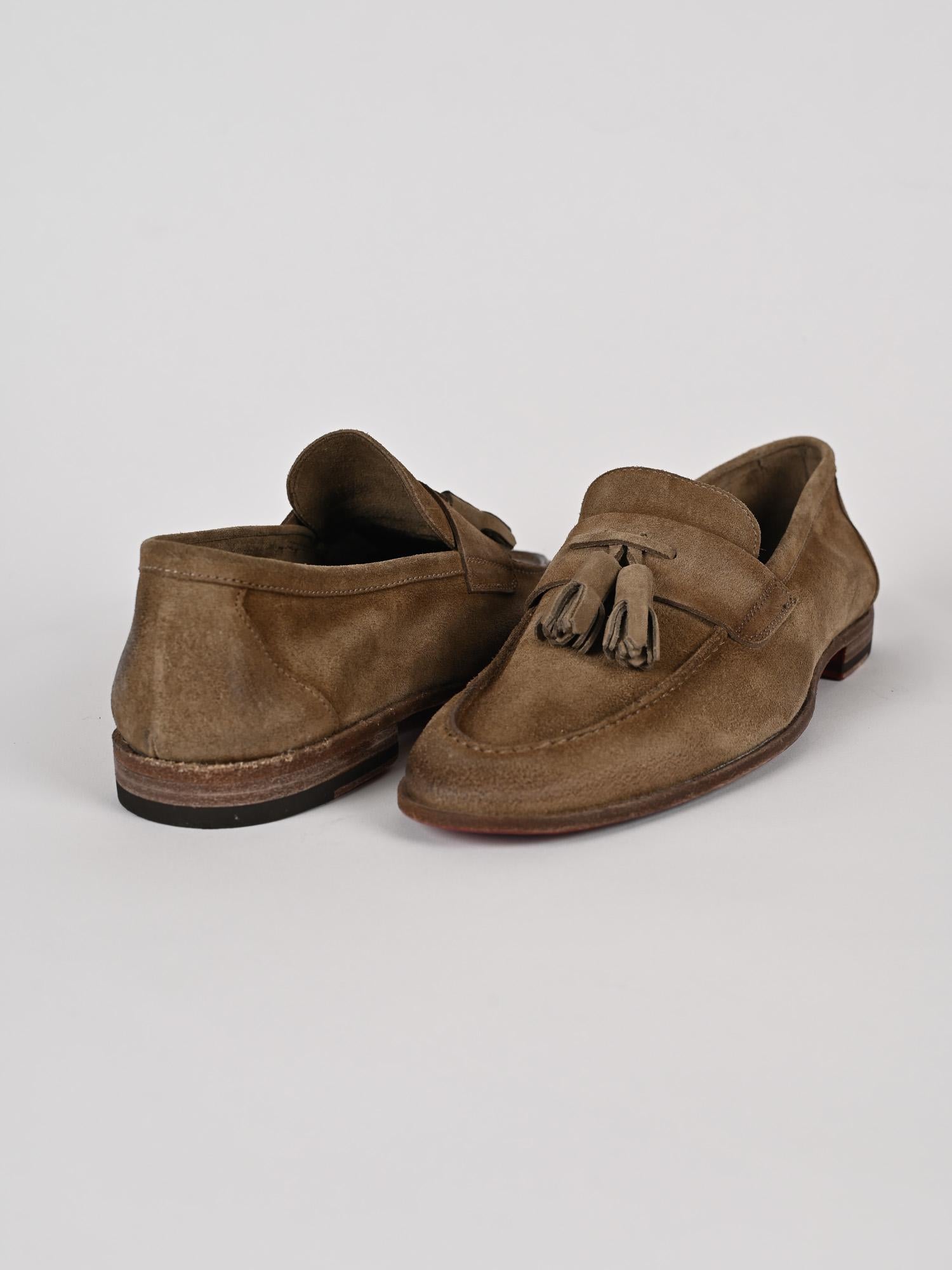 Moccasino uomo tortora con nappine 1856VELOUR 2011 TORTORA CORVARI 