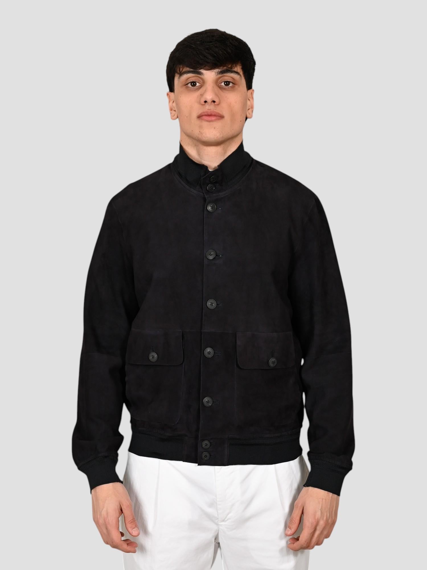 Giubbino suede RIVERSIDE SEAMLESS dark blu RIVERSIDE SEAMLESS DARK BLU THE JACK LEATHERS 