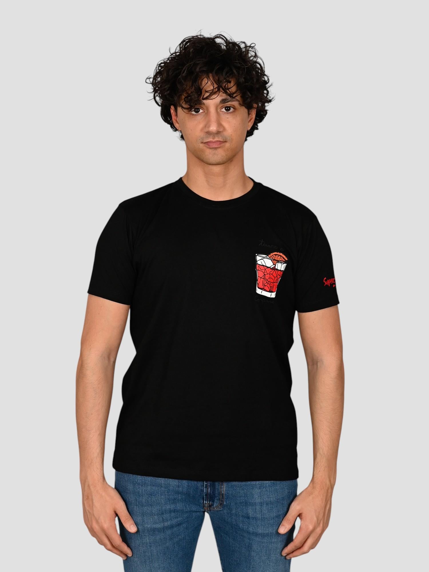 T-shirt A1131 NERO tirare a campari A1131 NERO SUPERCULTURE CLOTHING 