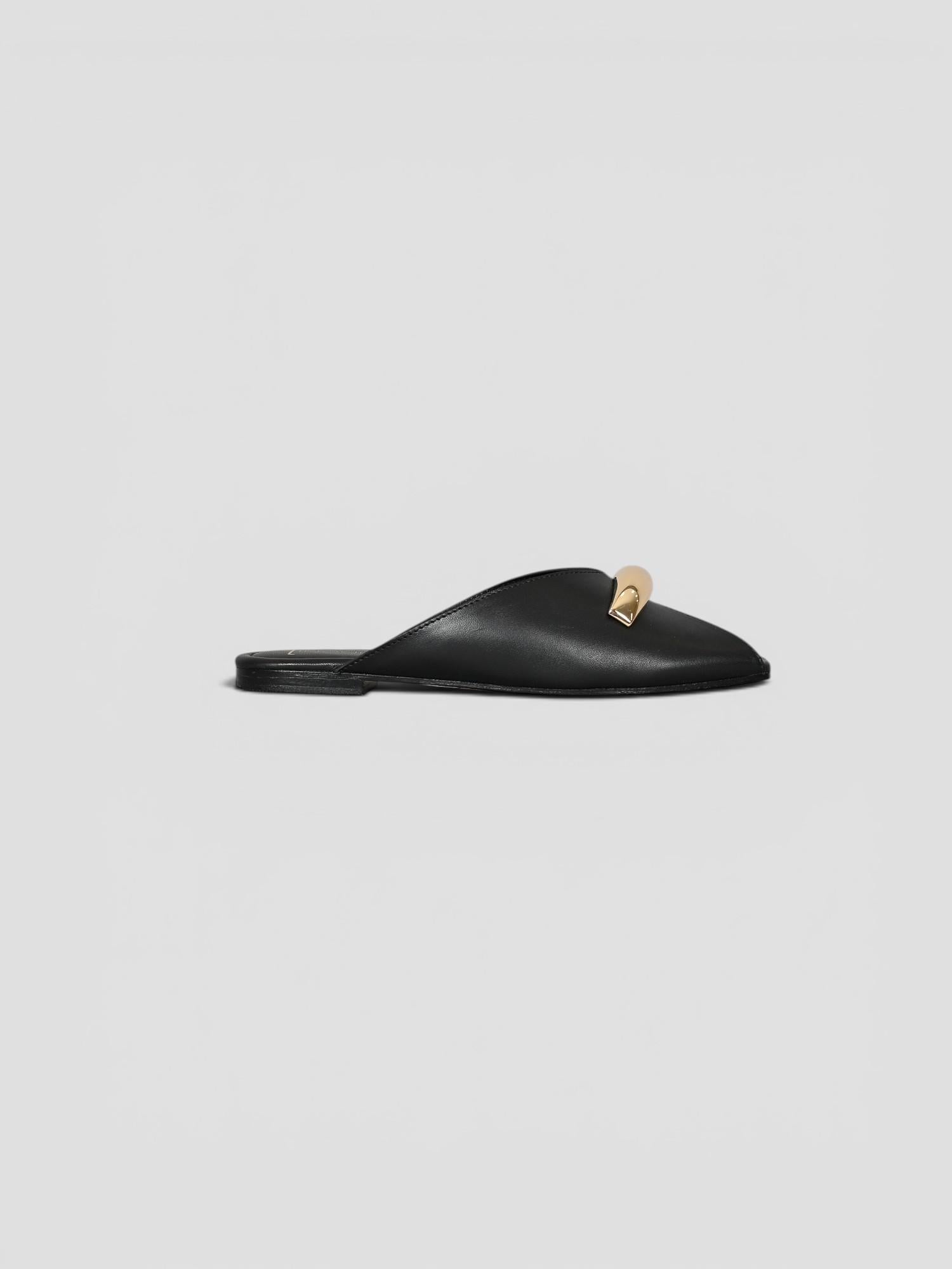 Mule pelle 8641 CHOCOLATE inserto metallico 8641 BLACK CORRIDONI MILANO 