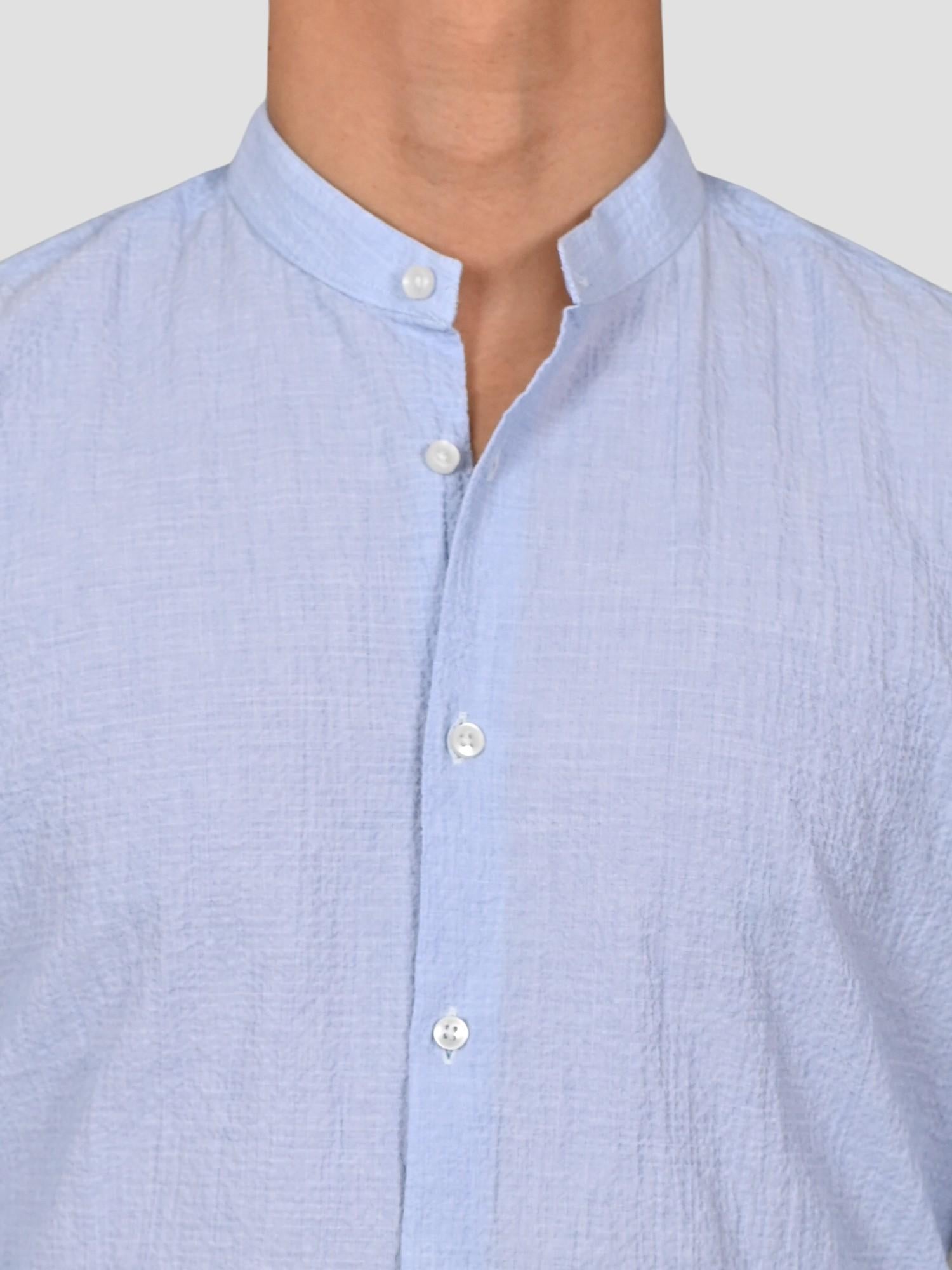 Camicia coreana ZF24 8163 seersucker celeste ZF248163 001 MARCUS 