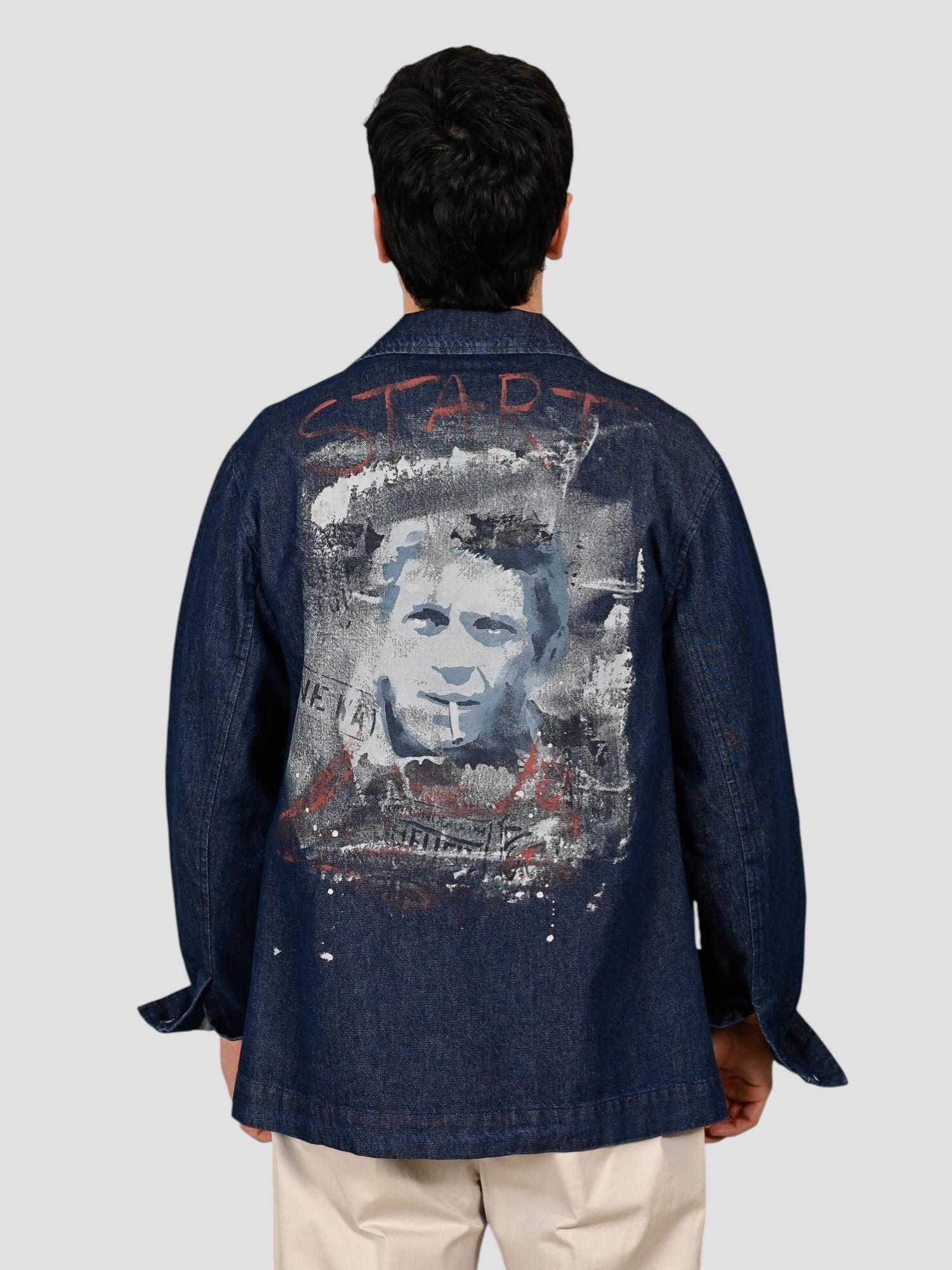 Giubbino jeans ROCK 521 dipinto a mano ROCK521 JEANS BOB 