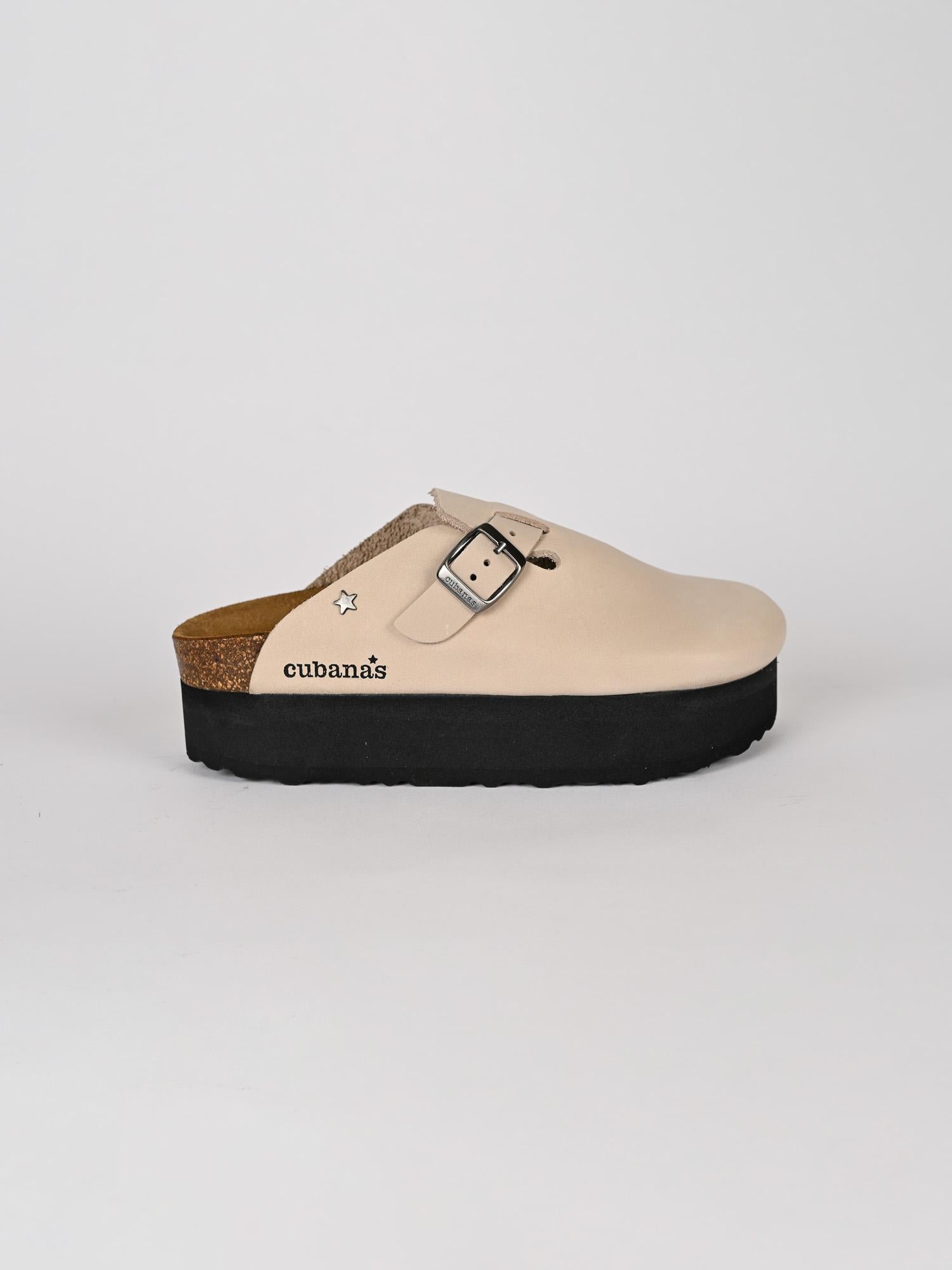 Sabot donna MARIA beige in pelle MARIA580 WHITE CUBANAS 