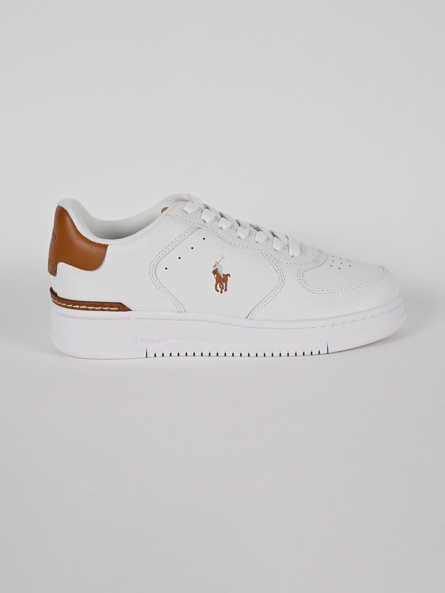 Sneaker masters court pelle bianca cuoio MASTERS CRT SK LTL WHT/TAN POLO RALPH LAUREN 