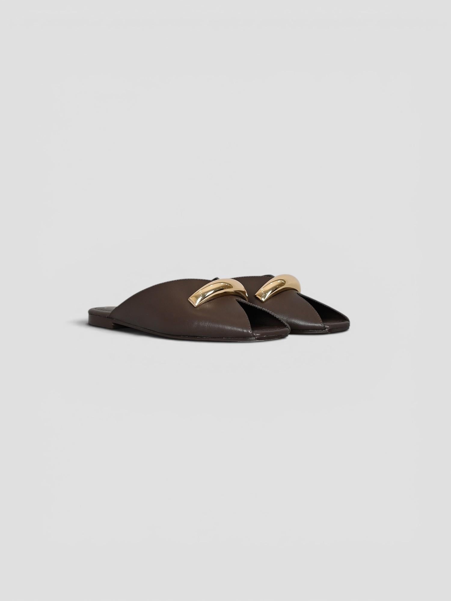 Mule pelle 8641 CHOCOLATE inserto metallico 8641 CHOCOLATE CORRIDONI MILANO 