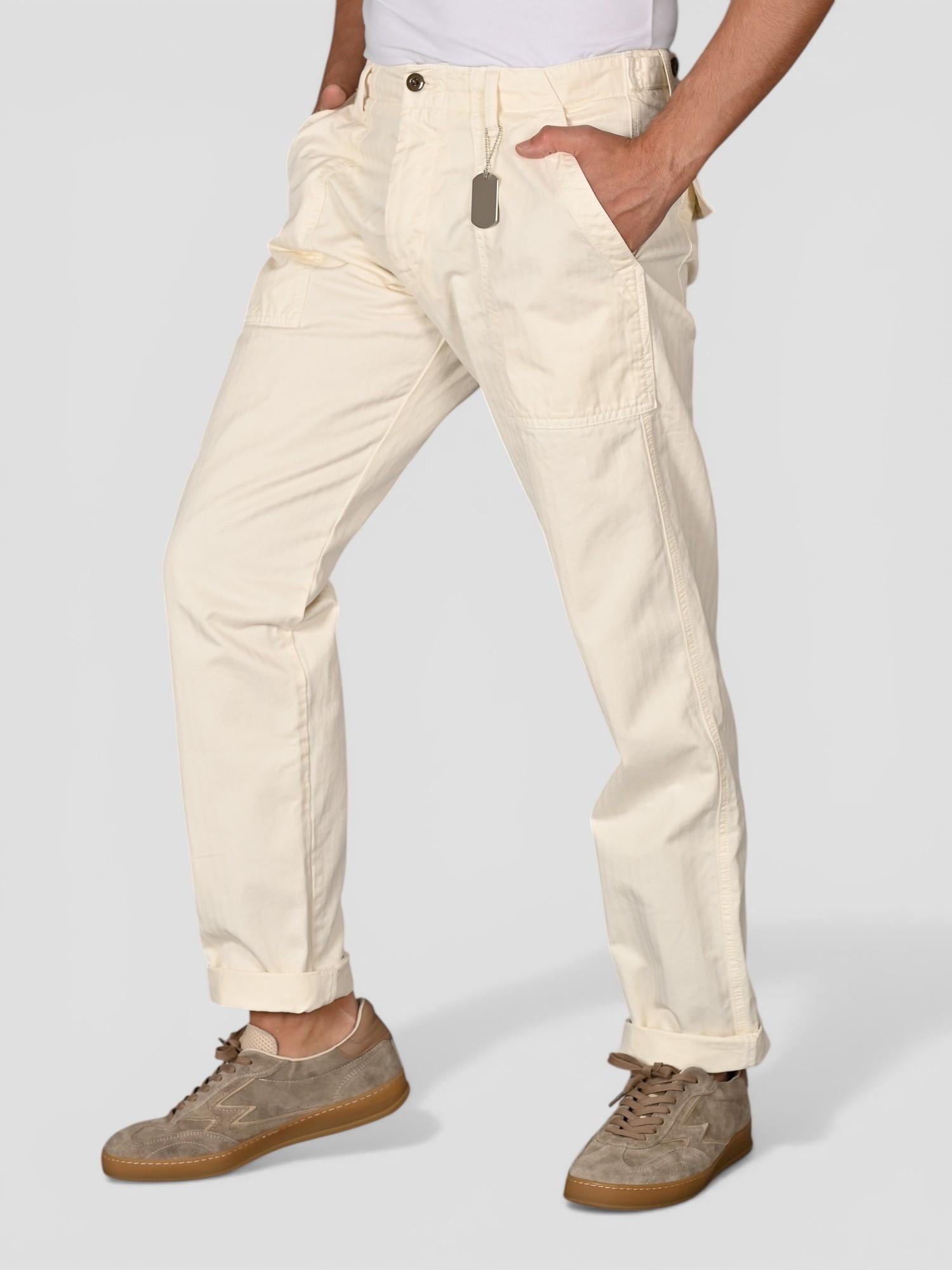 Pantalone cream FATIGUE HERRINGBONE FATIGUE HBT CREAM CHESAPEAKE'S 