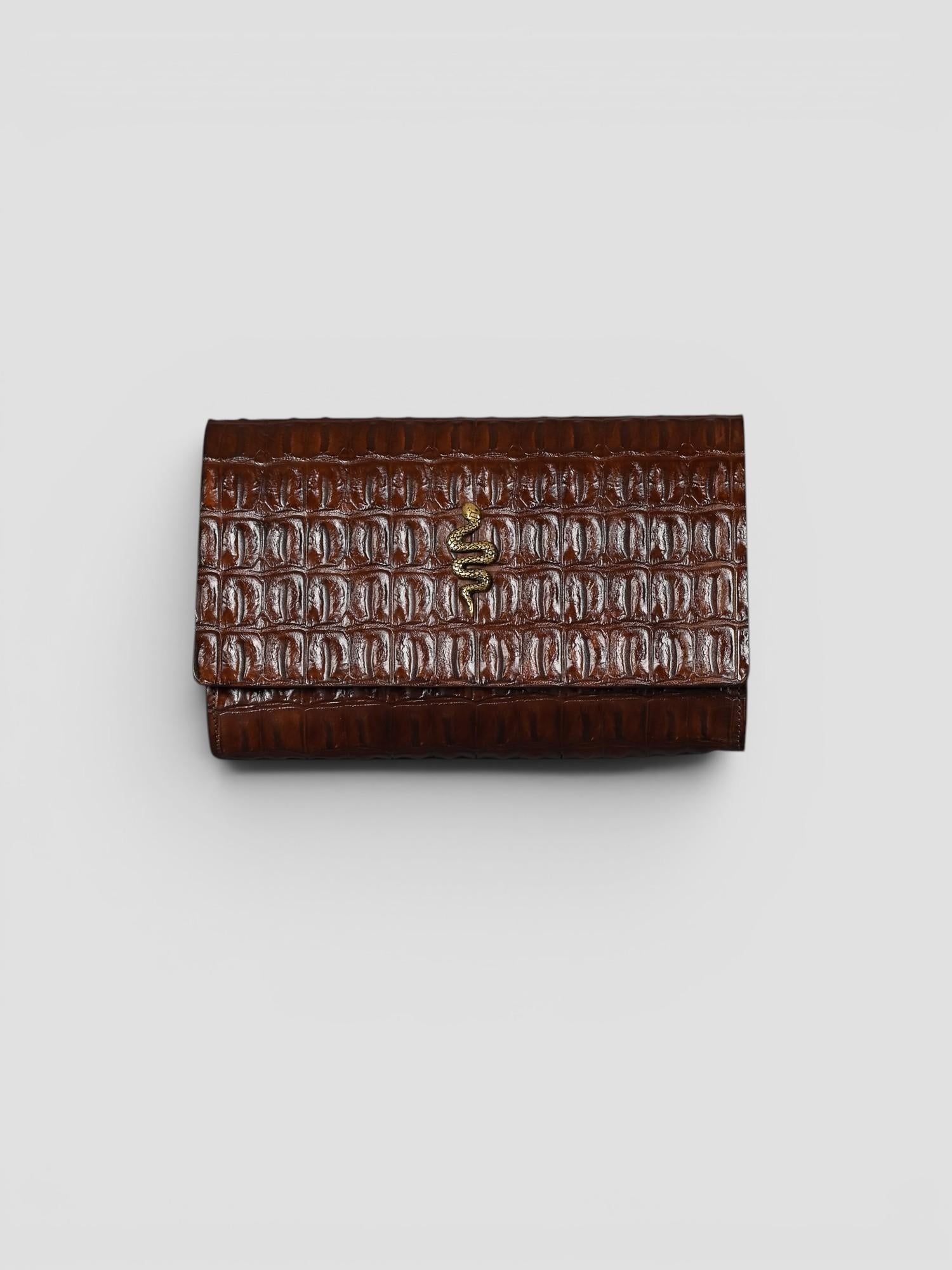 Clutch artigianale in pelle stampa cocco moro POCHETTE COCCO ALBERTO LUTI 