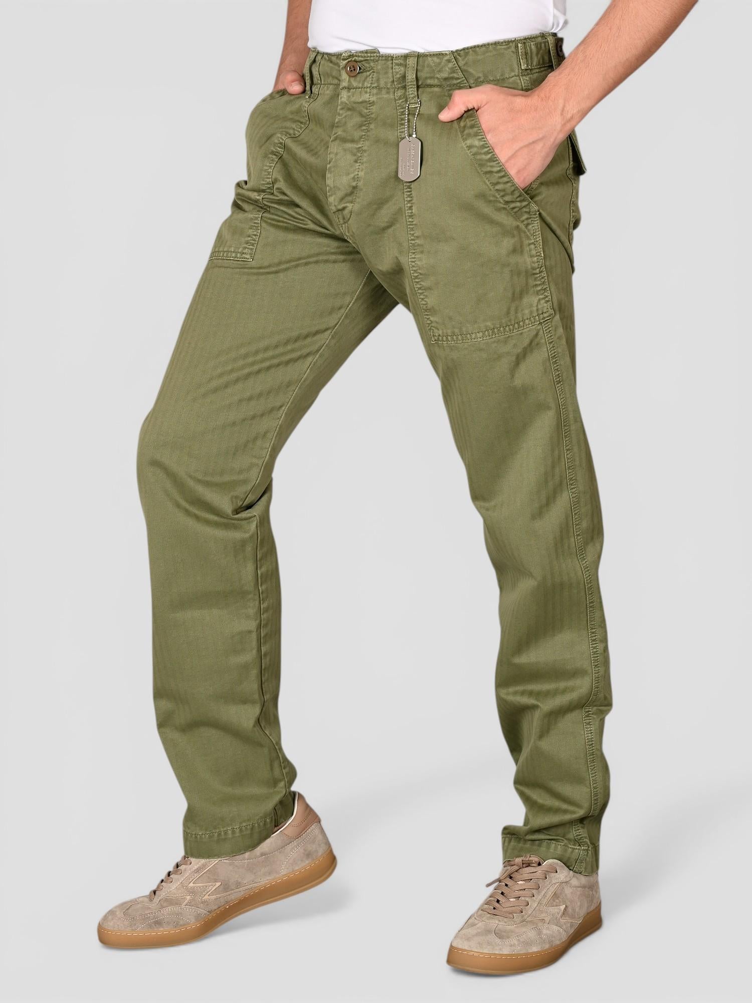 Pantalone military FATIGUE HERRINGBONE FATIGUE HBT MILITARY GREEN CHESAPEAKE'S 
