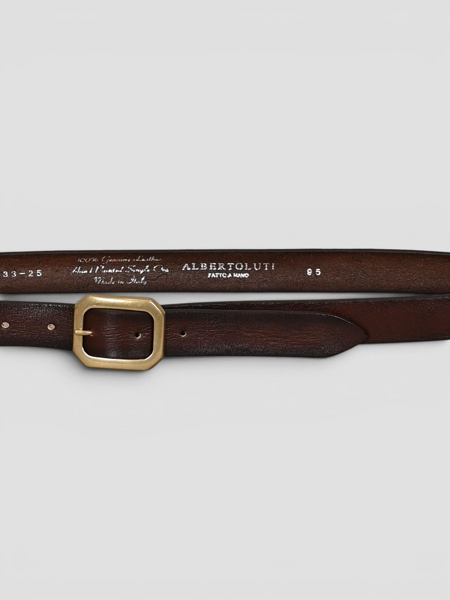 Cintura pelle 933 MORO fibbia ottone 933/25 MORO ALBERTO LUTI 