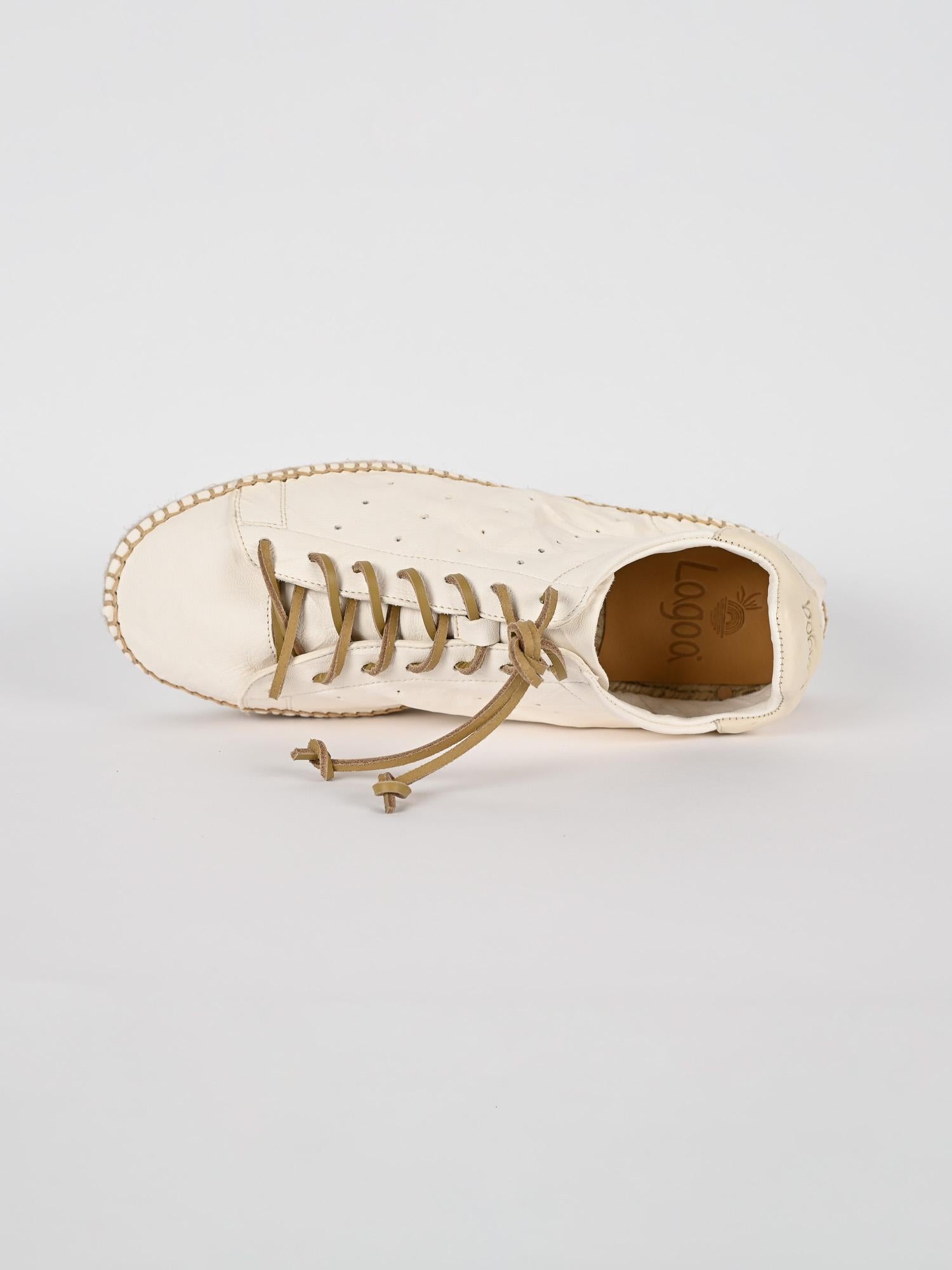 Espadrillas stringata LYON CUT BIANCO pelle lavata LYON CUT BIANCO LAGOA 