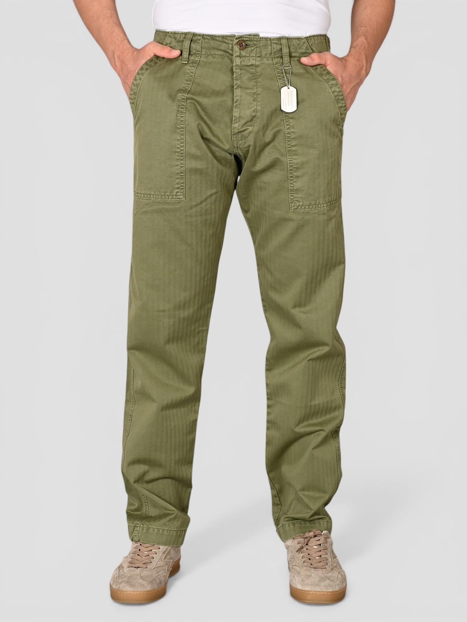 Pantalone military FATIGUE HERRINGBONE FATIGUE HBT MILITARY GREEN CHESAPEAKE'S 