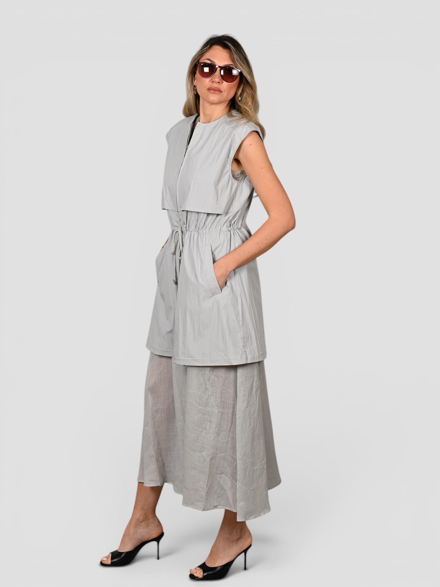 Abito smanicato A037 T002 steel blue A037-T002 STEEL ISABELLE BLANCHE PARIS 