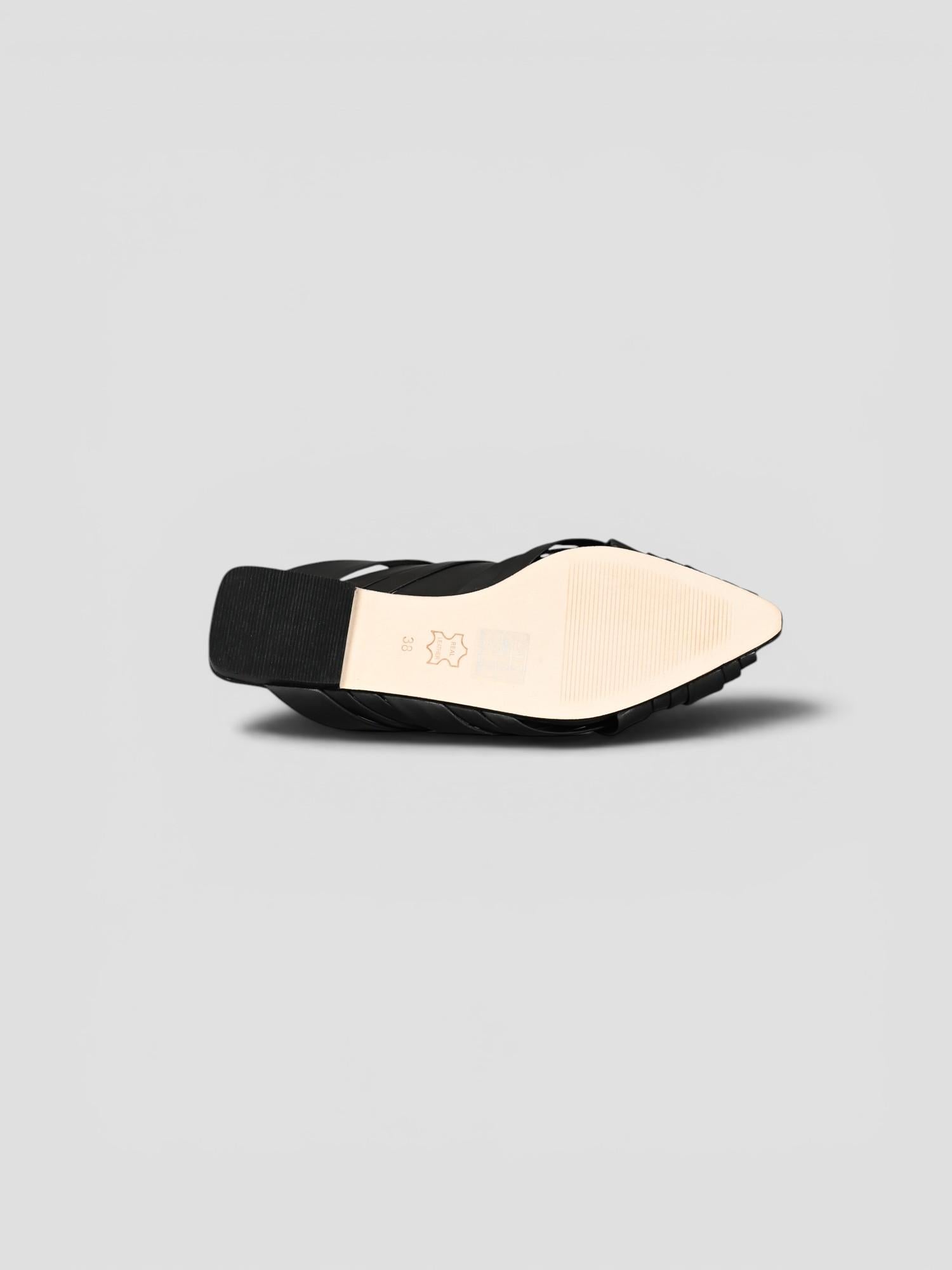 Mule pelle 8565 BLACK intrecciata fascia larga 8565 BLACK CORRIDONI MILANO 
